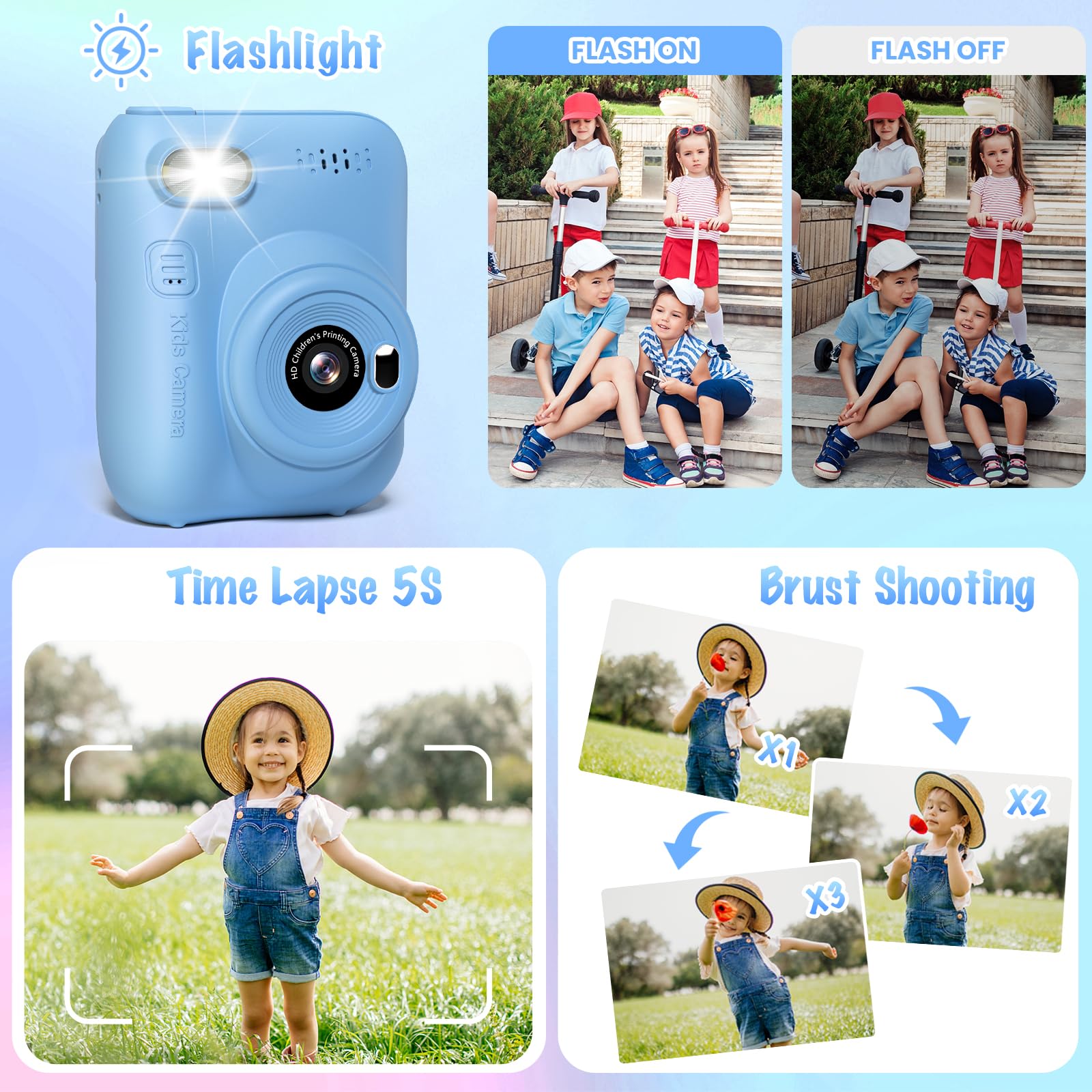 Kids Camera Instant Print, 3.0'' Hd 32Mp Kids Camera Birthday Gifts For 3 12 Year Old Girls Boys, 1080P Digital Camera For Toddl