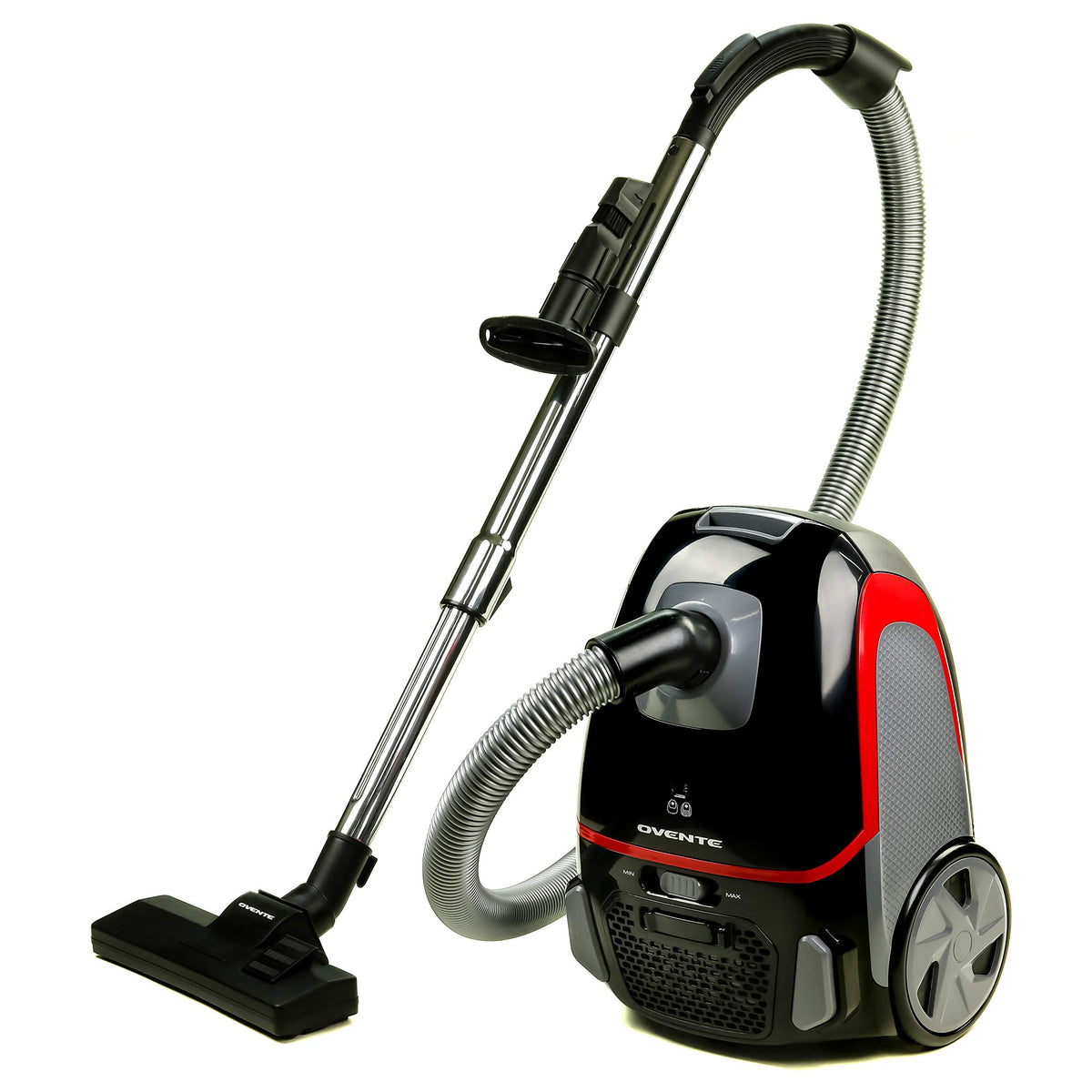 Ovente Electric Vacuum Cleaner With Speed Control Suction, Adjustable Stainless Steel Wand And Automatic Cord Rewind, Lightweigh
