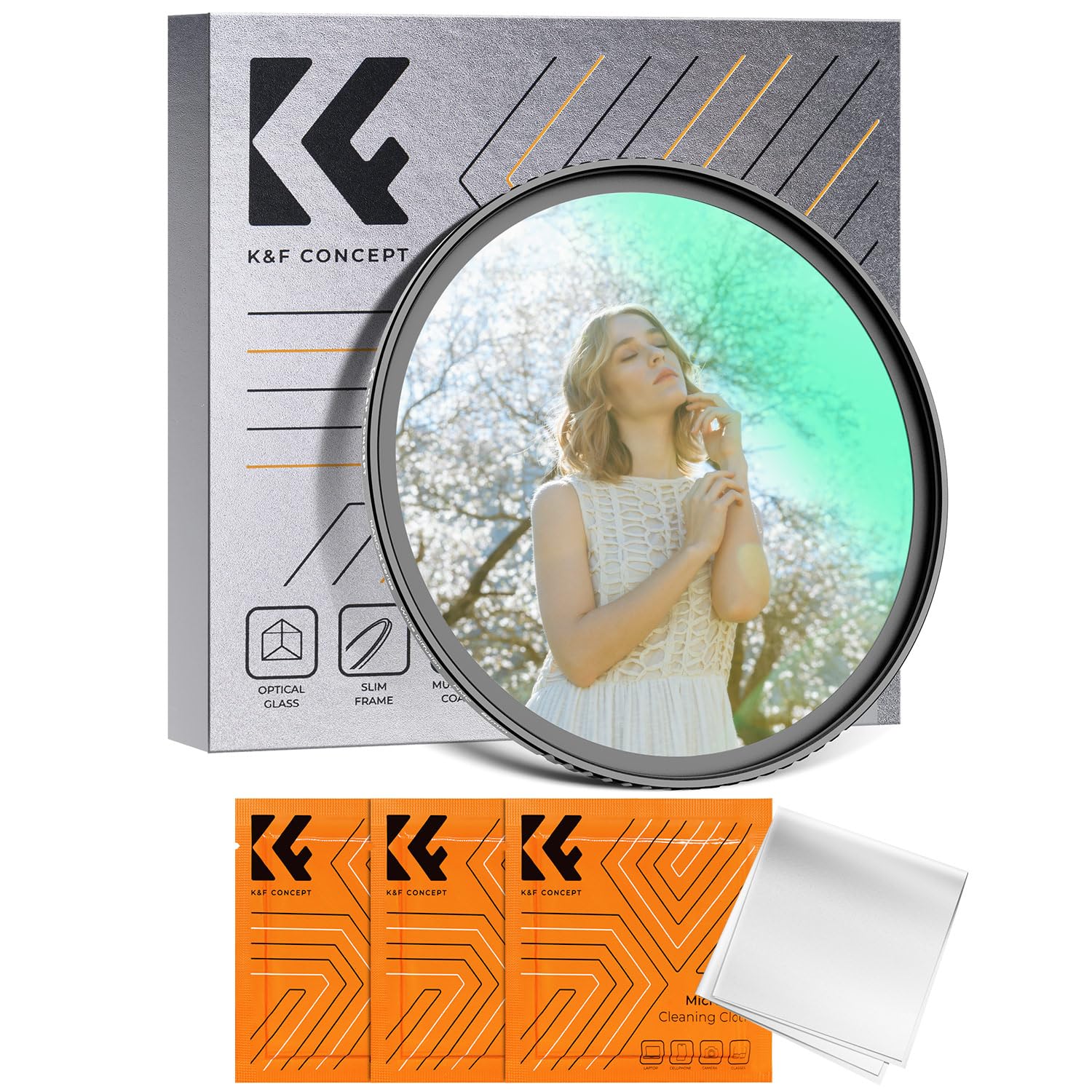 K&F Concept 55Mm White Mist 1/4 Filter, 18 Multi Layer Coatings Dreamy Soft White Diffusion Filter With Cleaning Cloths For Port