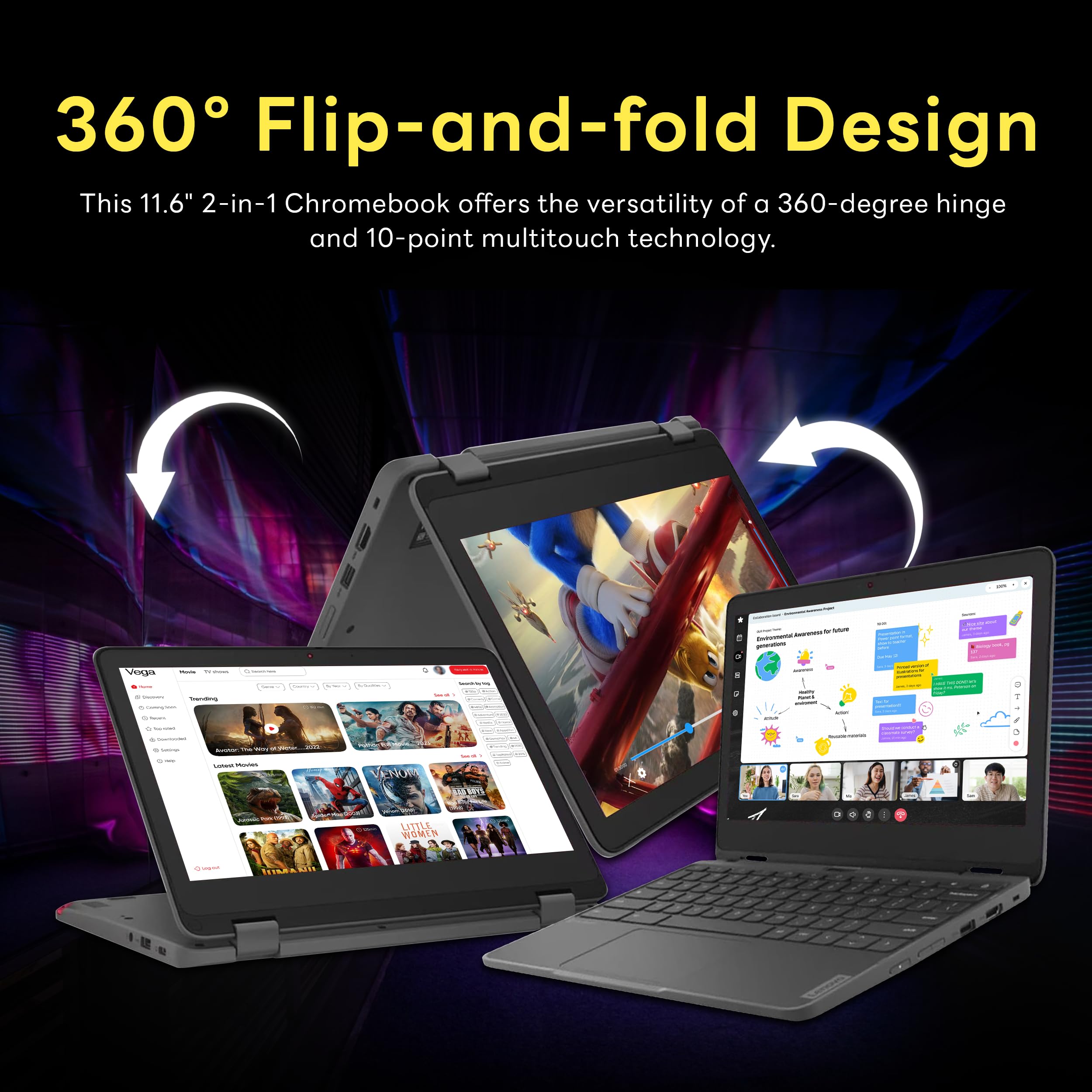 Lenovo 300E G4 11.6'' 2 In 1 Touchscreen Chromebook, Mediatek Mt8186 Processor, 4Gb Ram, 160Gb Storage (32Gb Emmc+128Gb Usb Card