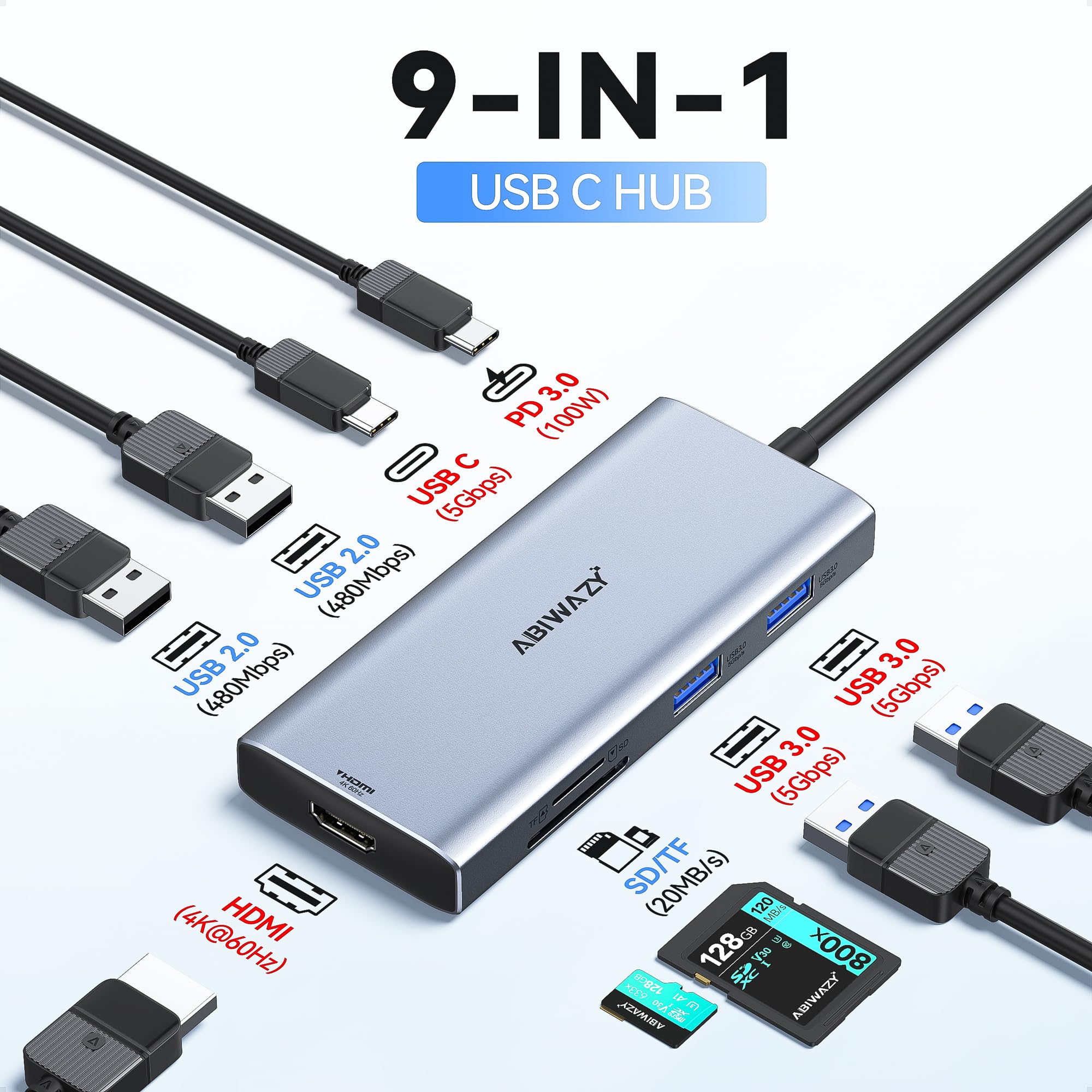 Usb C Hub Hdmi Usb Adapter For Macbook Pro/Air M1 M2 M3 13    15    16   , Accessories Mac Dongle Usbc Multiport Adapter 9 In 1