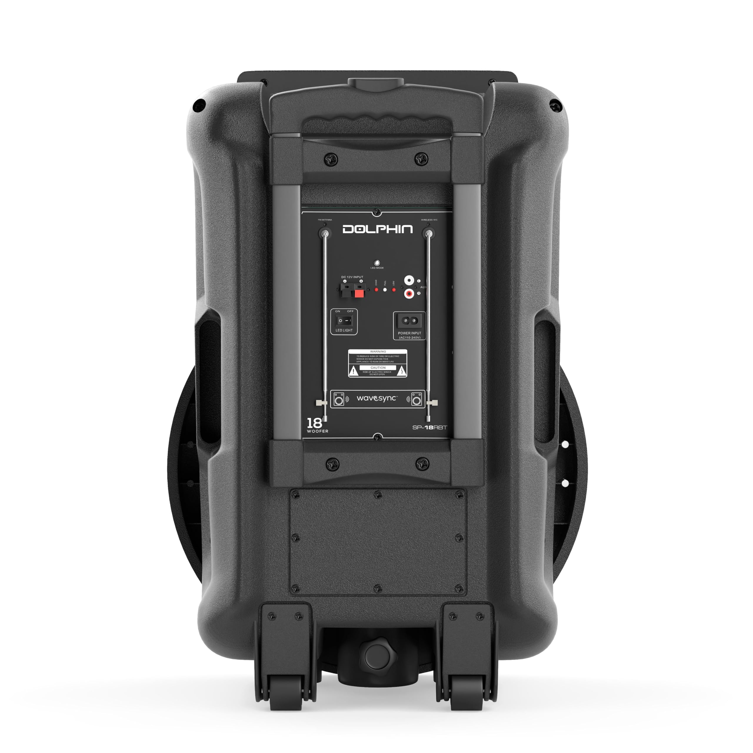 Dolphin Sp 18Rbt 18 Inch Party Bluetooth Speaker   Rechargeable With Deep Bass, High Power, Wireless Microphones, Usb/Sd, Aux & Guitar Inputs, Extended Battery Life, 12V Input