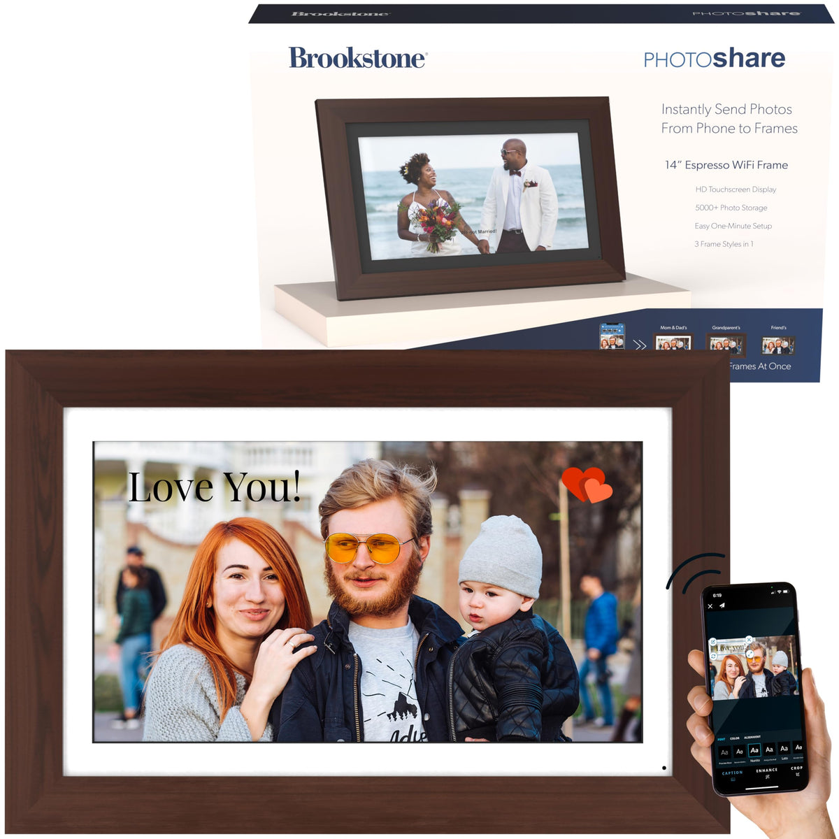 Brookstone 14    Wifi Digital Photo Frame | Send Photo Or Video From Phone To Digital Picture Frame With Free Photoshare Frame V