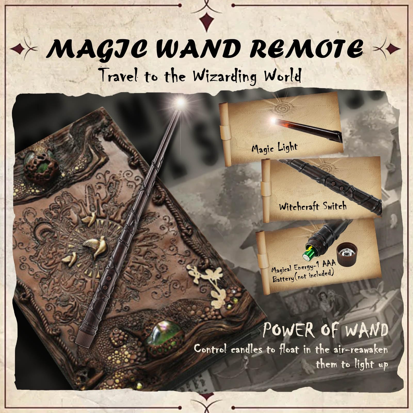 12 Pcs Floating Candles With Wand Remote   Christmas Decor Magic Hanging Candles Decorations, Flickering Flameless Led Candle Fo