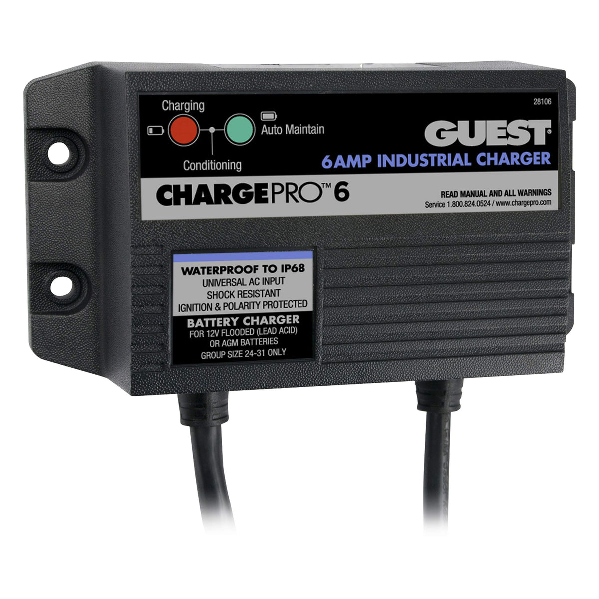 Marinco 28106 Chargepro 6A 1 Bank 12V Waterproof Battery Charger