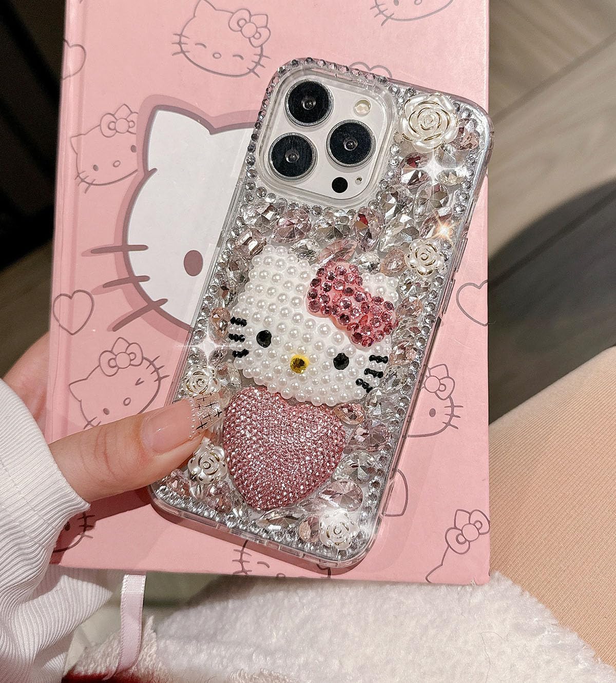 Compatible With Iphone 16 Pro Max Case Bling Diamond Glitter Rhinestone For Girls Women Cute Sparkly Shiny Gem 3D Bowknot Crysta