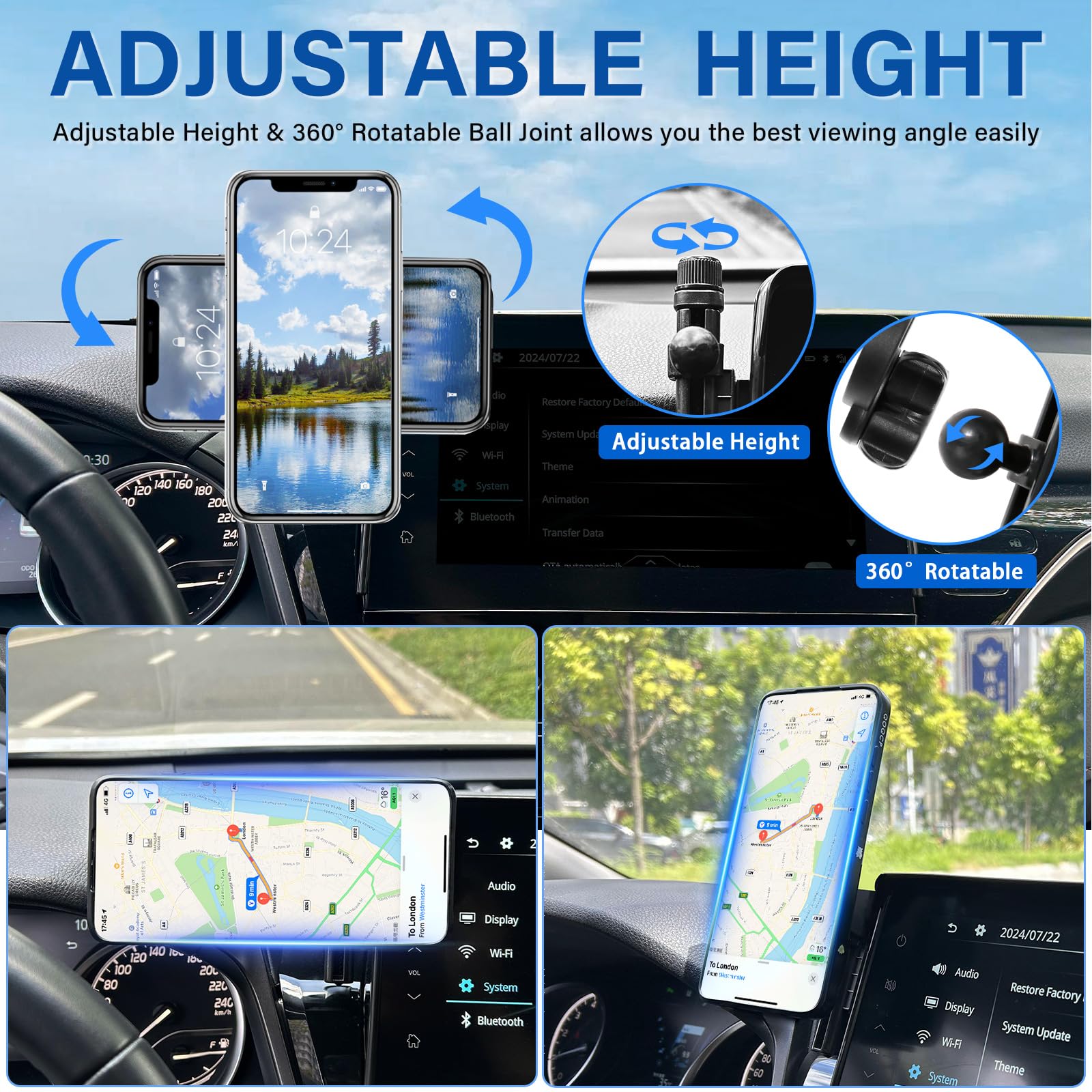 Mochent For Magsafe Car Phone Holder For Toyota Corolla 2019-2025 Corolla Cross 2022-2025 Corolla, 8-Inch Screen Fixed Clip, Mag