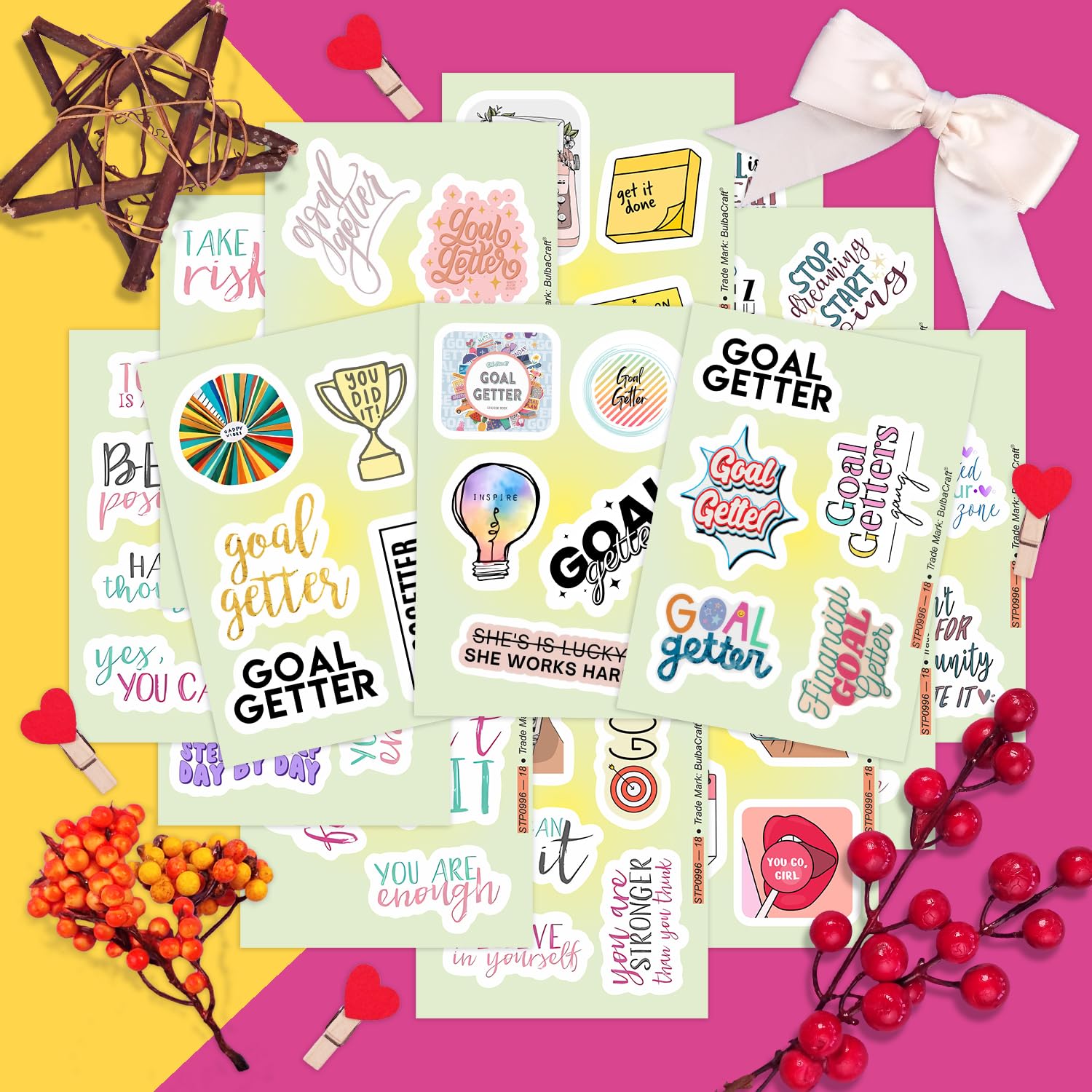 Motivational Stickers For Adults   Goal Getter Party Favors & Decorations, Waterproof Vinyl Inspirational Decals For Water Bottl