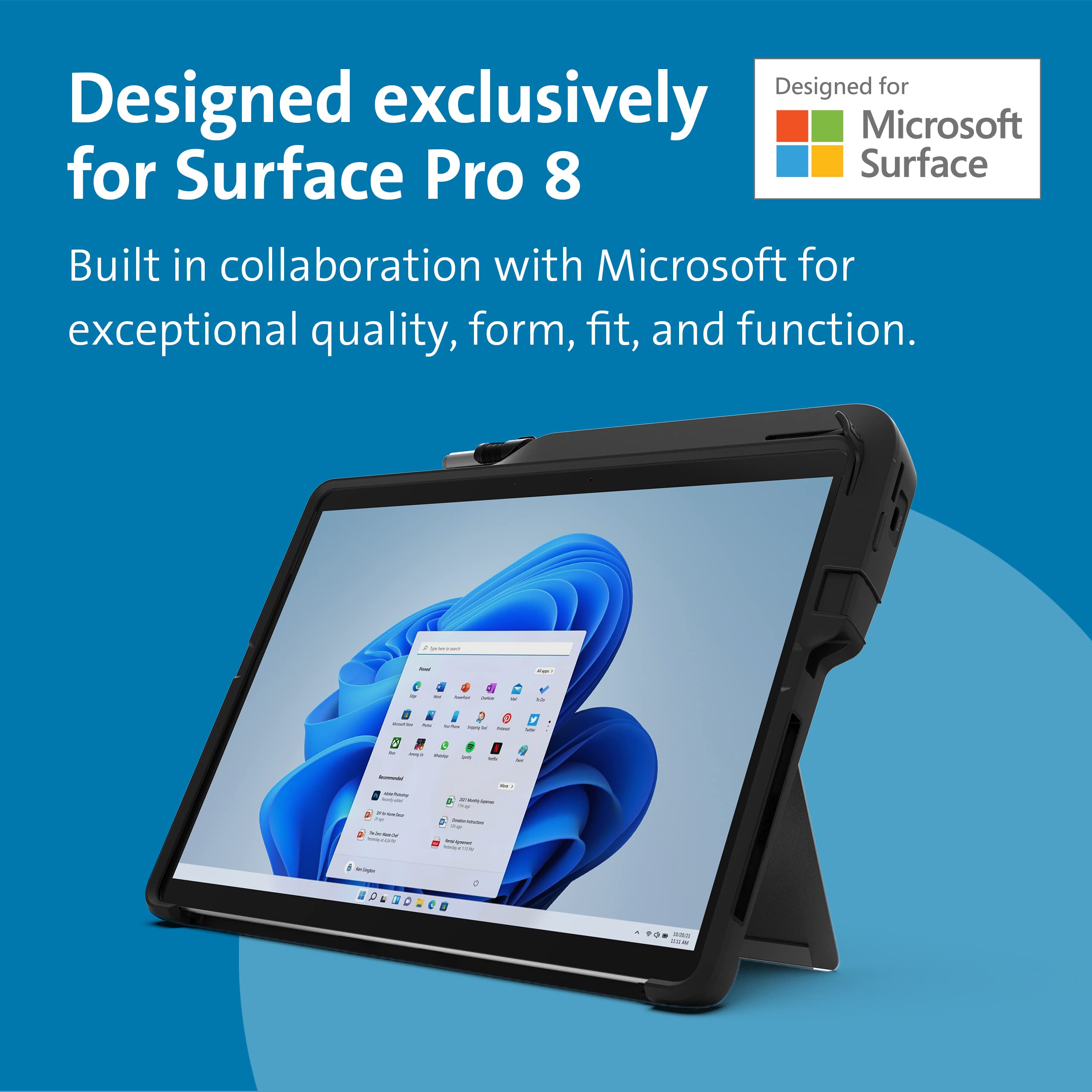 Kensington Blackbelt Rugged Case With Integrated Smart Card Reader (Cac) For Surface Pro 8 (K97620Ww)