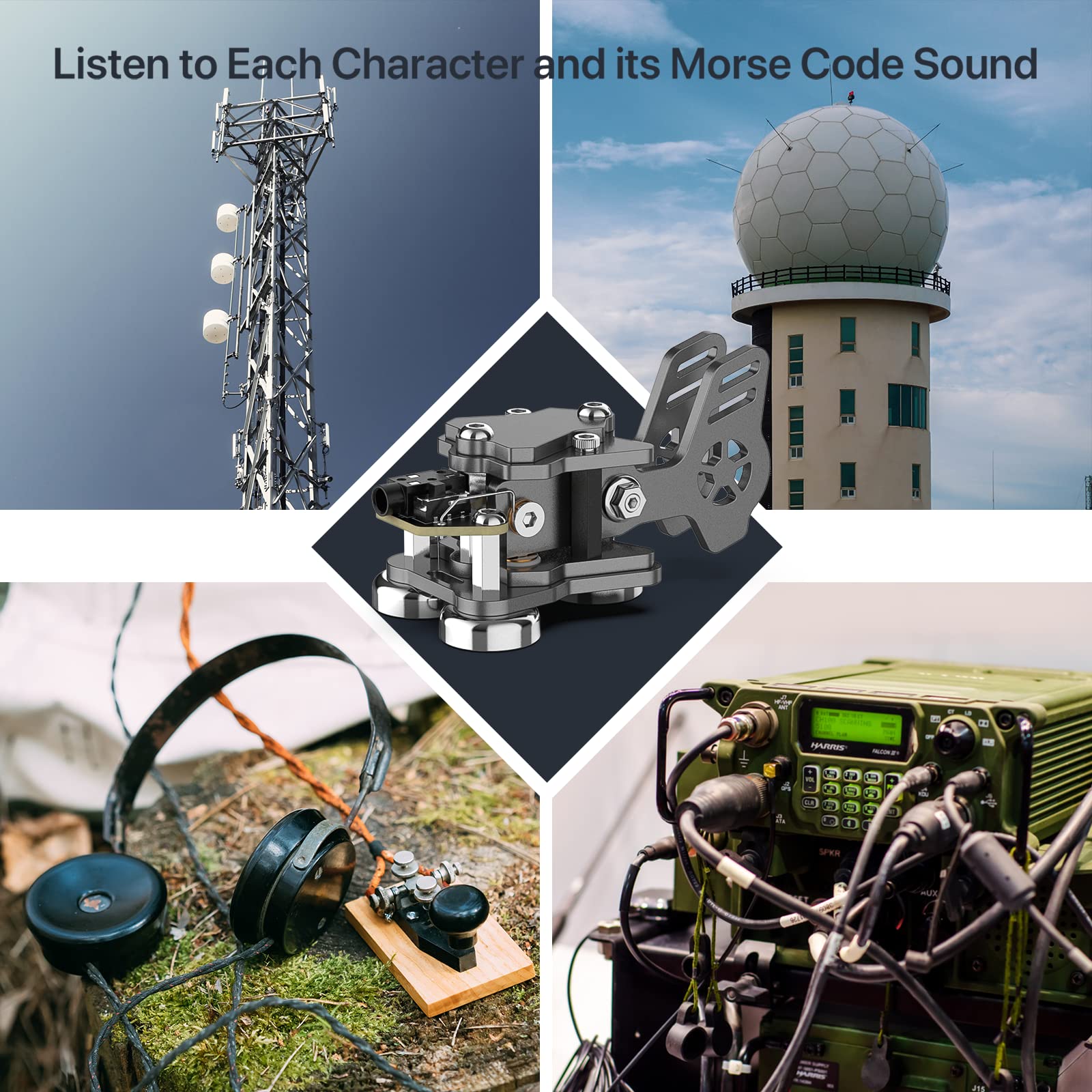 Mini Key Morse Radio Ham Send Telegram Double Paddle Morse Code Key With Stainless Steel Body Three Neodymium Magnets Base Gray