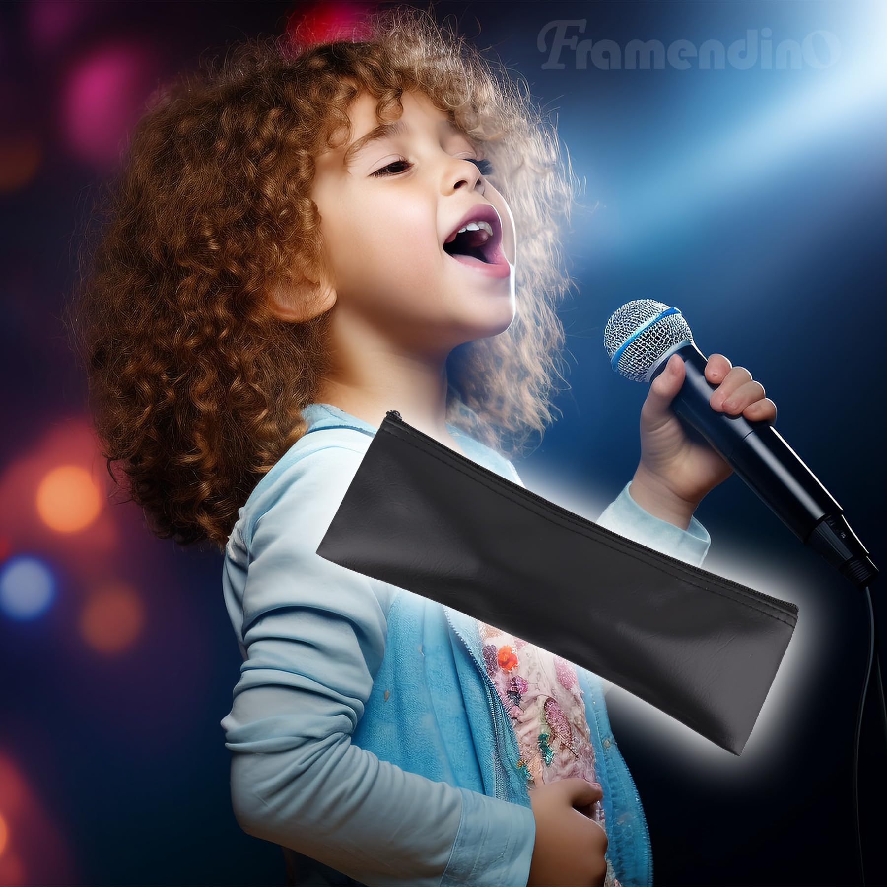 Framendino, 4 Pack Microphone Carry Pouch Case Mic Bag With Zippered Black 12'' X 3.9''