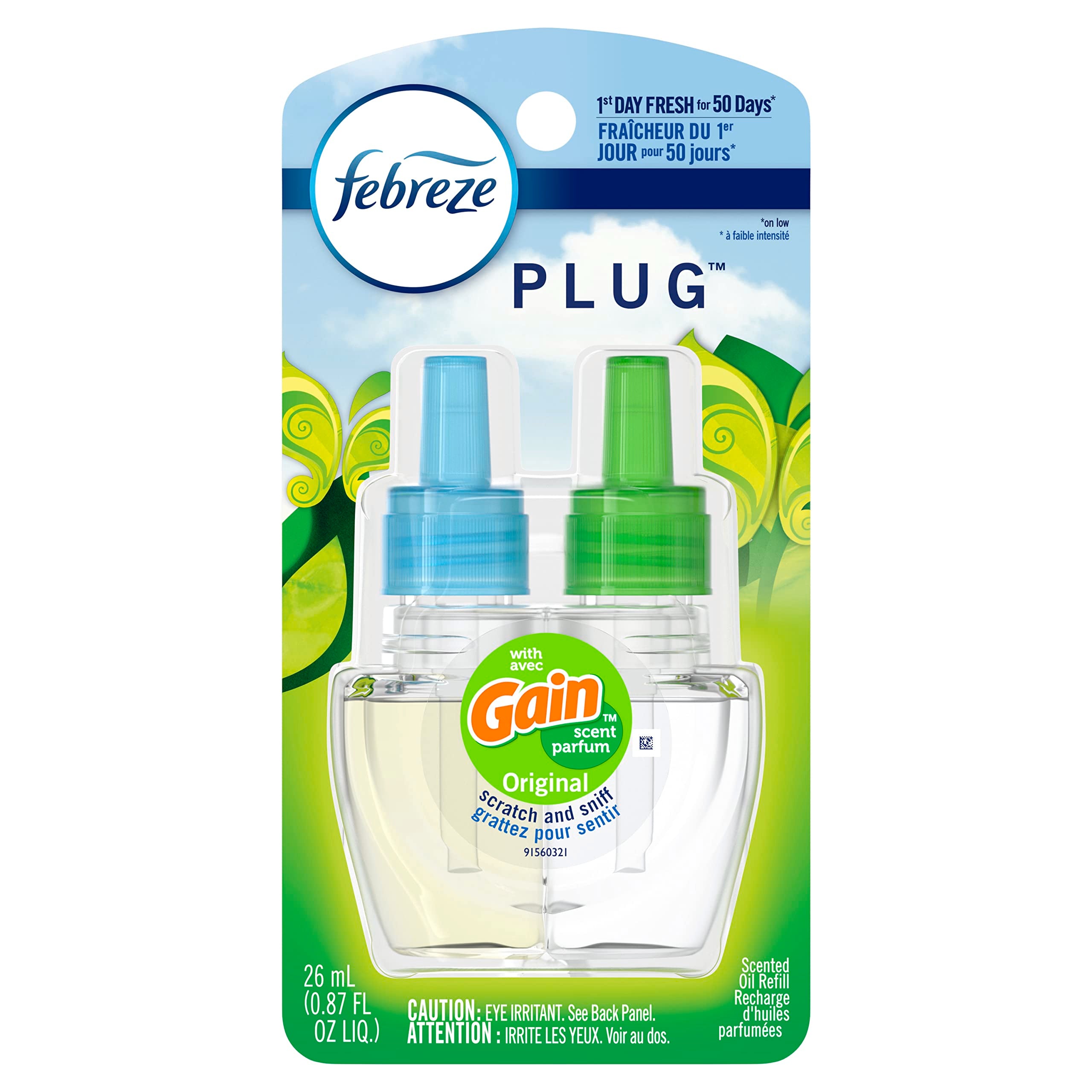 Febreze Plug In Air Freshener Scented Oil Refill, Gain Original Scent