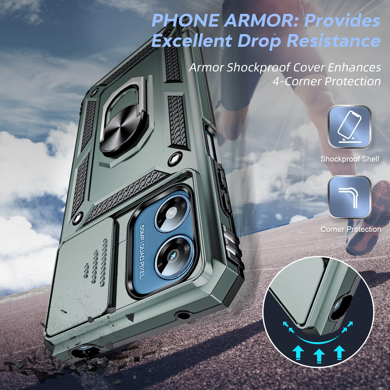 Leyi Case For G Play 4G 2024 Case, Motorola Moto G Play 2024 Case With Screen Protector And Slide Camera Cover, [Military Grade]