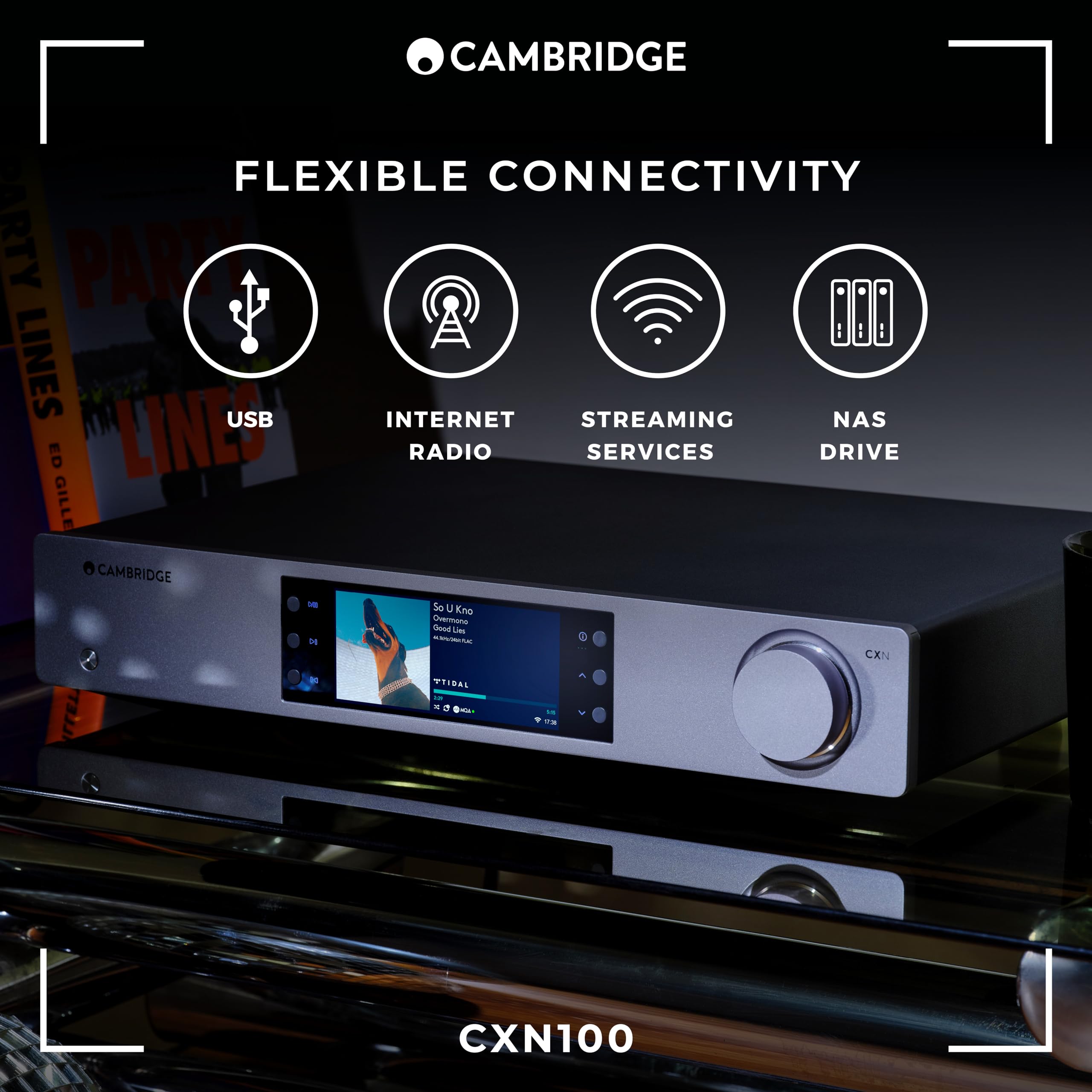 Cambridge Audio Cxn100   Separate High Resolution Wifi Network Audio Player, Streamer And Pre Amp With Display Featuring Chromecast Built In, Internet Radio And Sabre Reference Dac   Lunar Grey