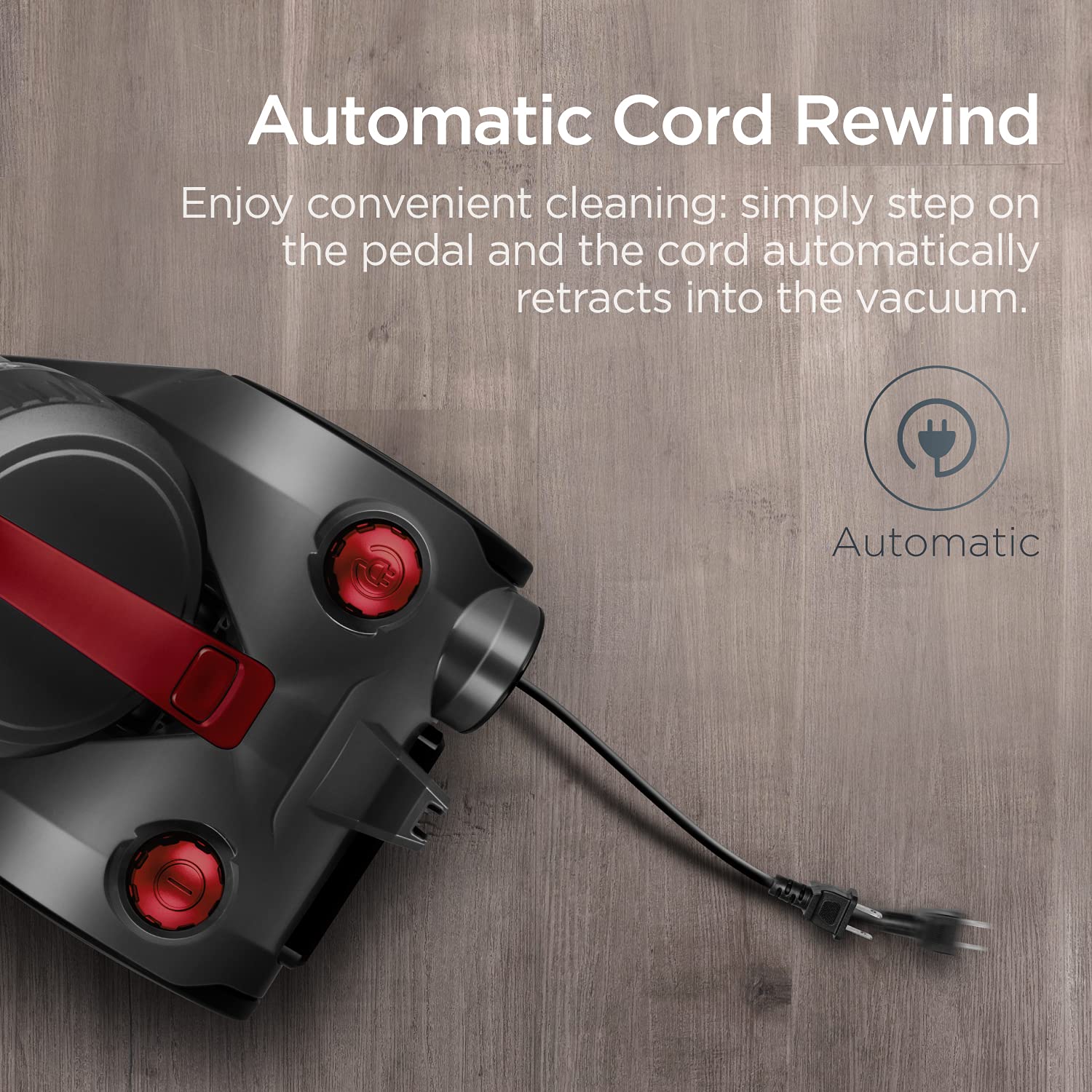 Eureka Bagless Canister Vacuum Cleaner, Lightweight Vac For Carpets And Hard Floors, Red