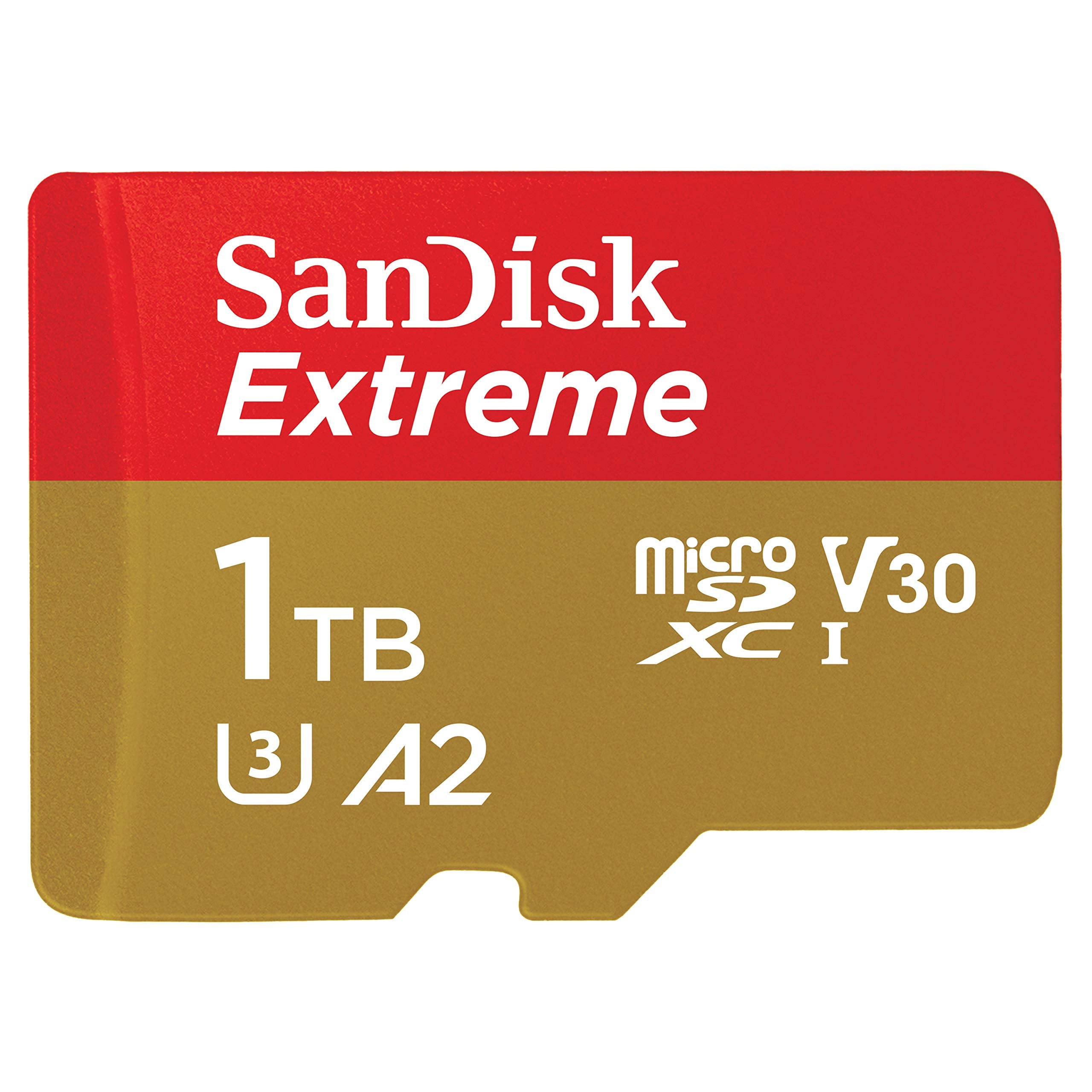 SanDisk 1TB Extreme microSD UHS I Card for 4K Video on Smartphones, Action Cams & Drones 190MB/s Read, 130MB/s Write SDSQXAV 1T0
