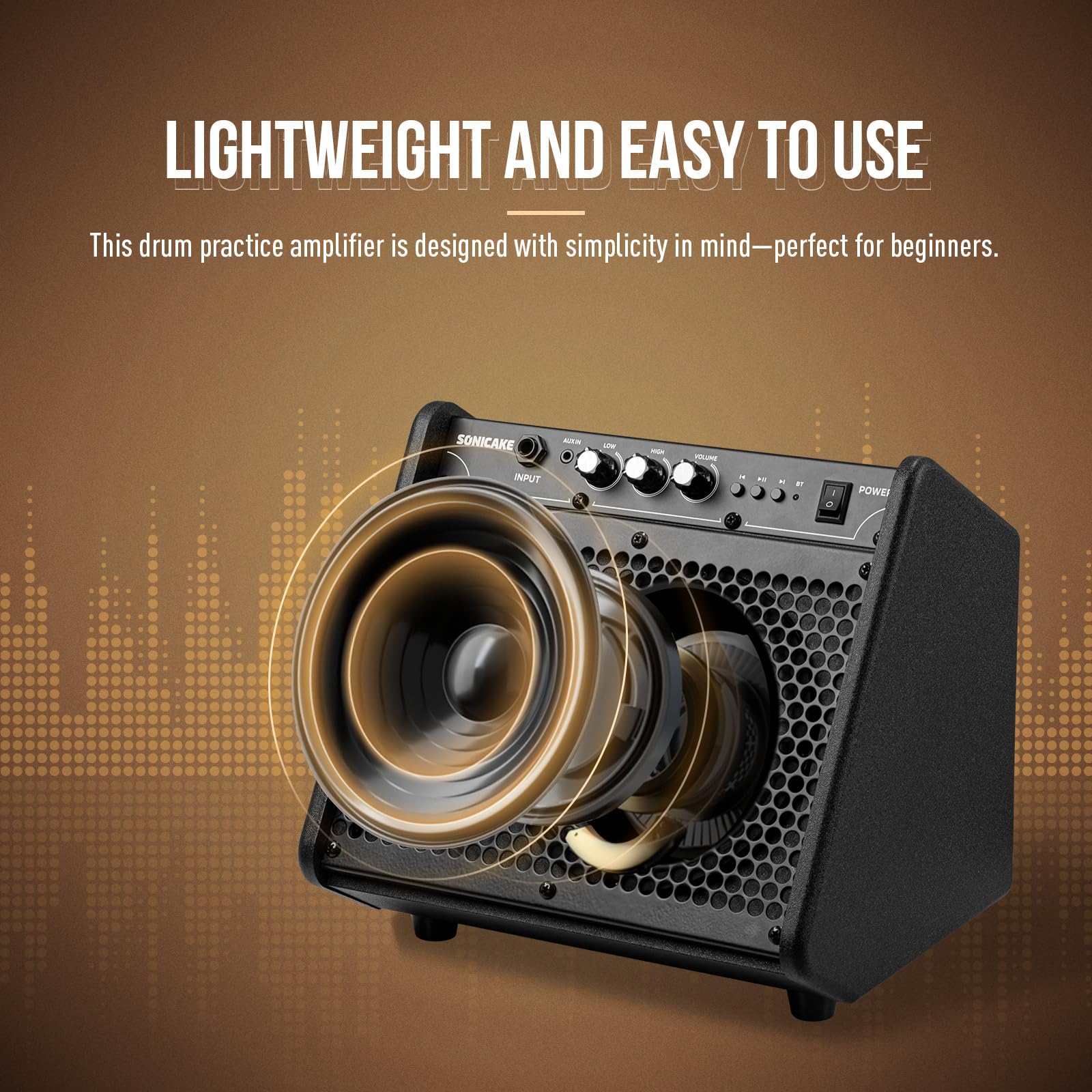 Sonicake 20W Electric Drum Amp, Portable Bt Drum/Keyboard Amplifier Speaker System With Dual Drivers For Home Practice, Qdm-20