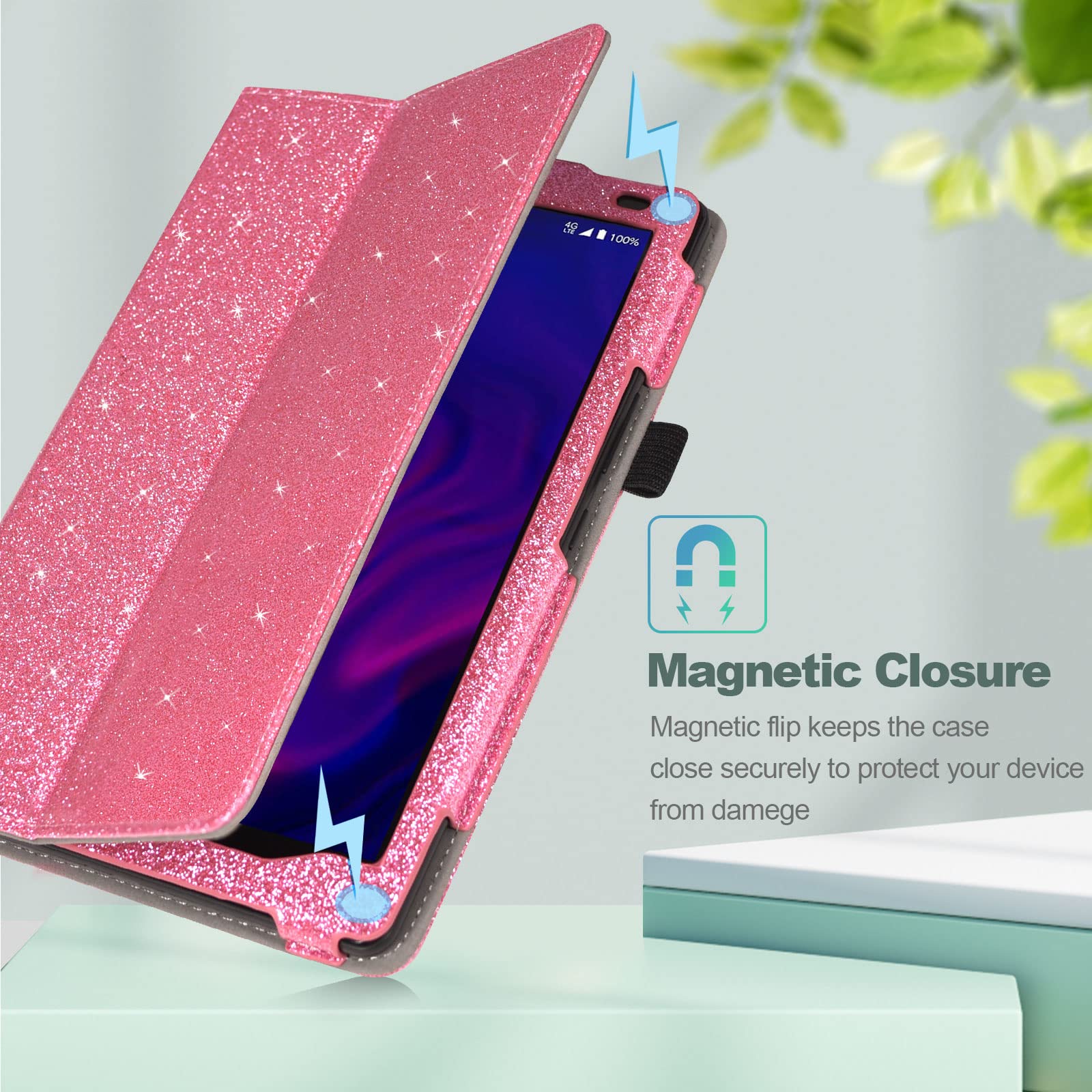 Jkhandy Case For Moxee Tablet 2 8 Inch 2022 Release (Model: Mt T8B22), Folio Pu Leather Stand Cover With Pencil Holder, Glitter