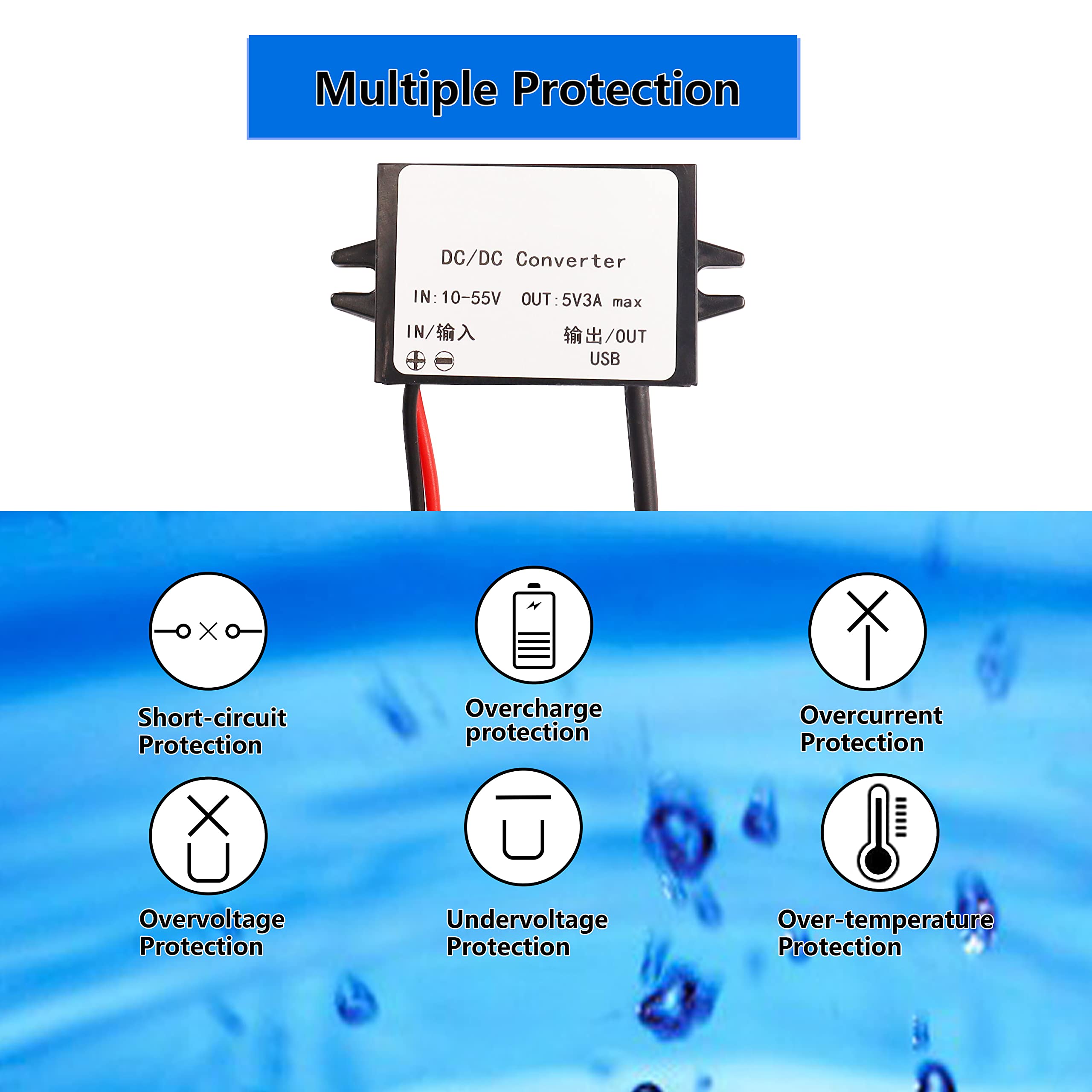 Xmsjsiy 12V 36V 48V To 5V Usb Step Down Converter Dc Buck Module Adapter 10 55V To 5V Usb/Micro Usb 3A 15W Dc To Dc Regulator Ca