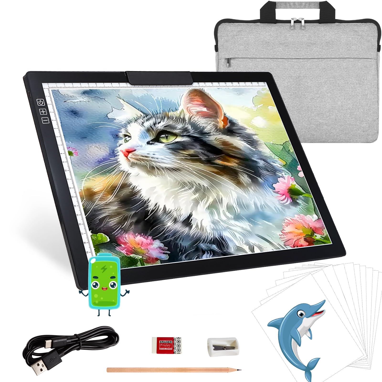 Keiwrlight A4 Light Board For Tracing   Rechargeable Portable Light Pad Stepless Light 6 Levels Brightness, Lightbox For Tracing