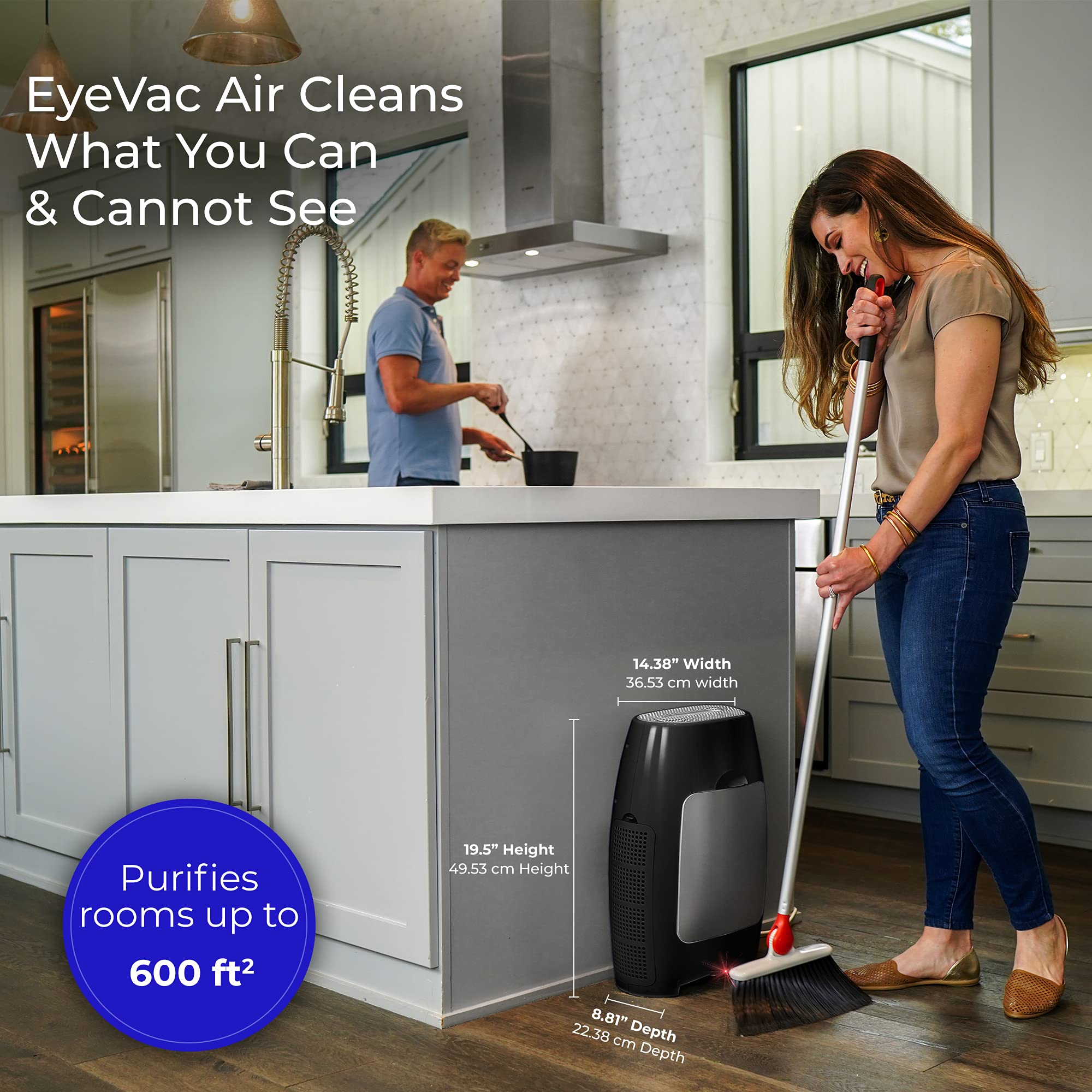 Eyevac Air 2 In 1 Hepa Air Purifier & Touchless Vacuum Automatic Dustpan   Ultra Fast & Powerful   Covers 600 Sq Ft   Corded Can