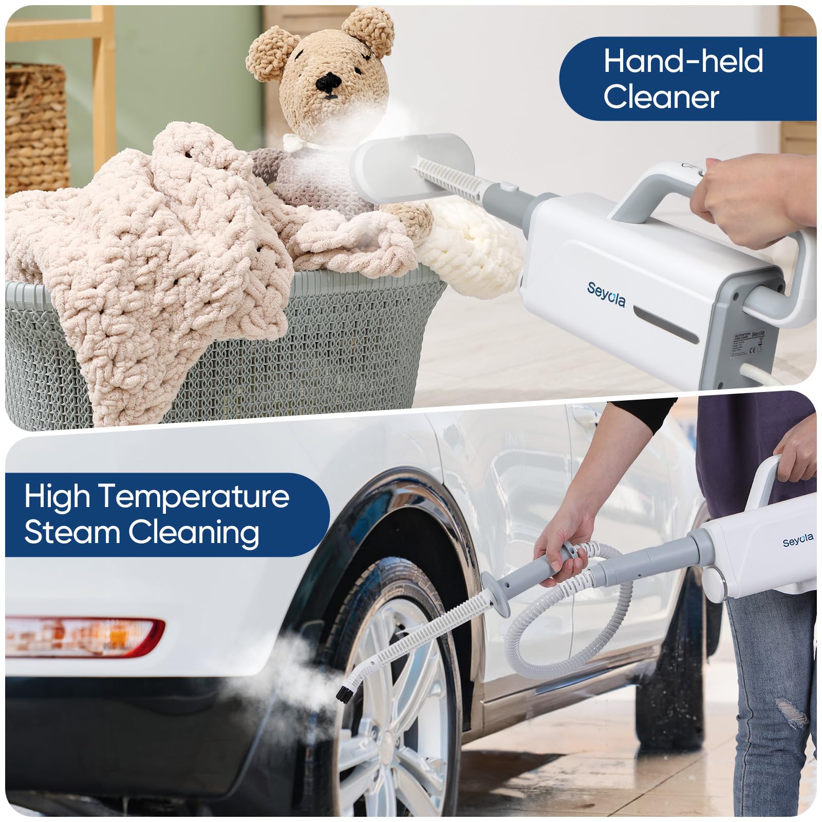 Seyola Steam Mop For Floor Cleaning, Steam Cleaner For Home With Handheld 6-In-1 Multi-Function Attachments For Hardwood Floors,