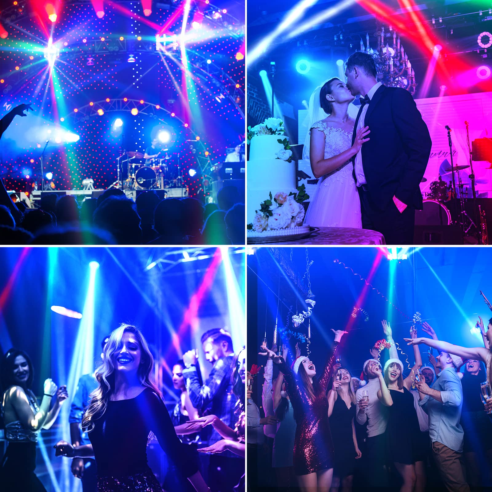 Lunsy Spider Moving Head Dj Lights, Disco Party Stage Lights Indoor, Lunsy 8X10W Rgbw Sound Activated Dmx 512 Control Strobe Bea
