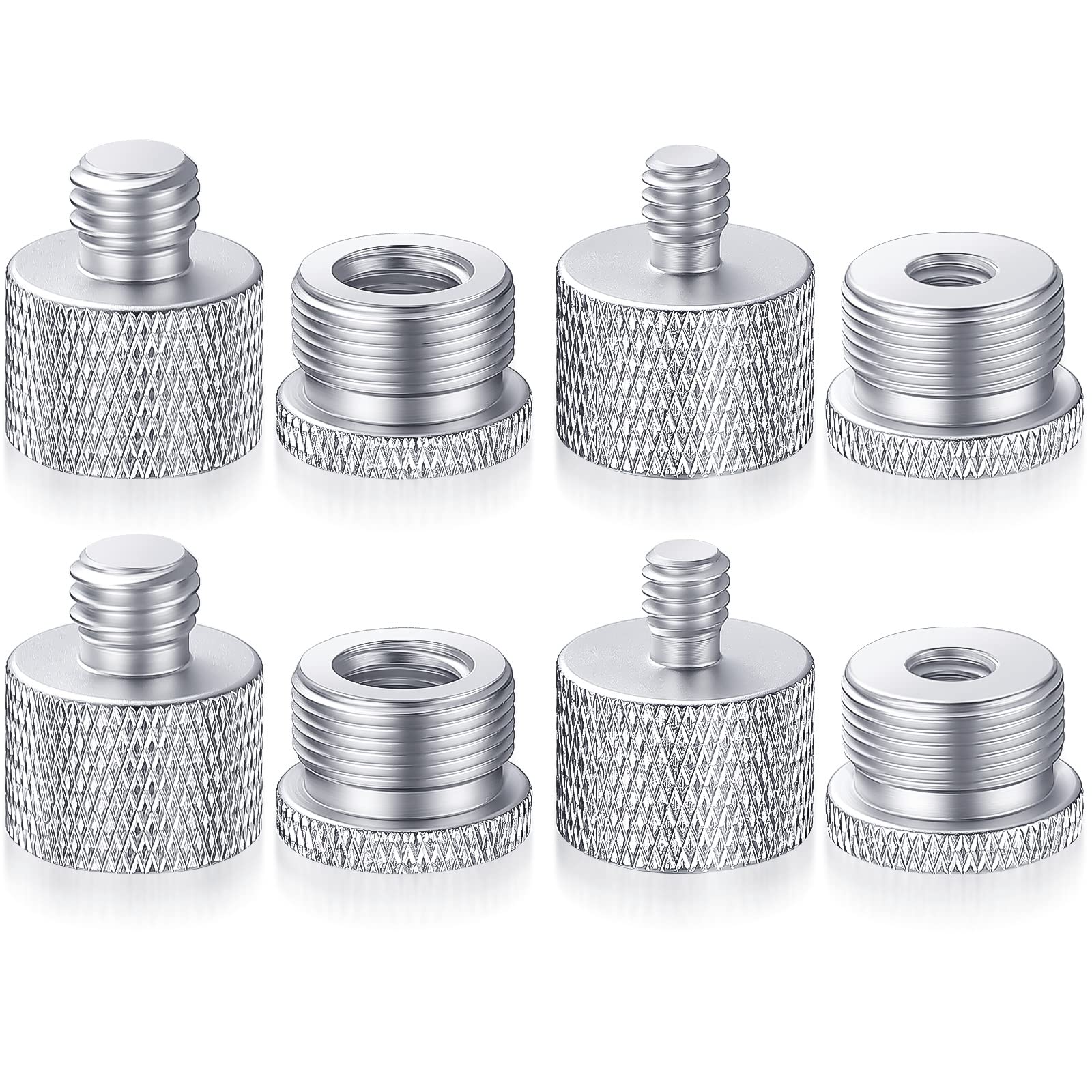 Moxweyeni 8 Pcs Mic Stand Adapter 5/8 Female to 3/8 Male, 3/8 Female to 5/8 Male, 5/8 to 1/4 and 1/4 to 5/8 Screw Mic Thread Ada