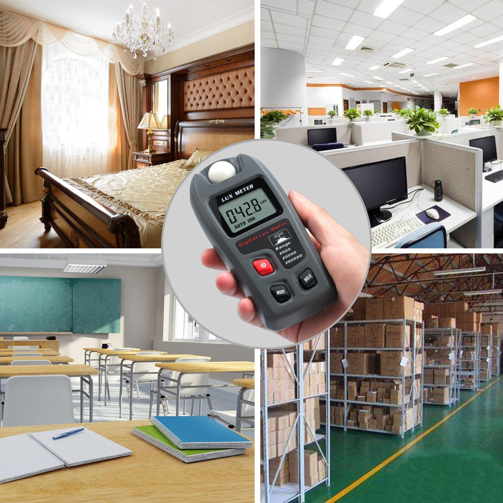 Proster Digital Luxmeters Illuminance Light Meter   Luminometers Lux Light Meter Photometers High Accuracy 4% Lux Meter With Lcd