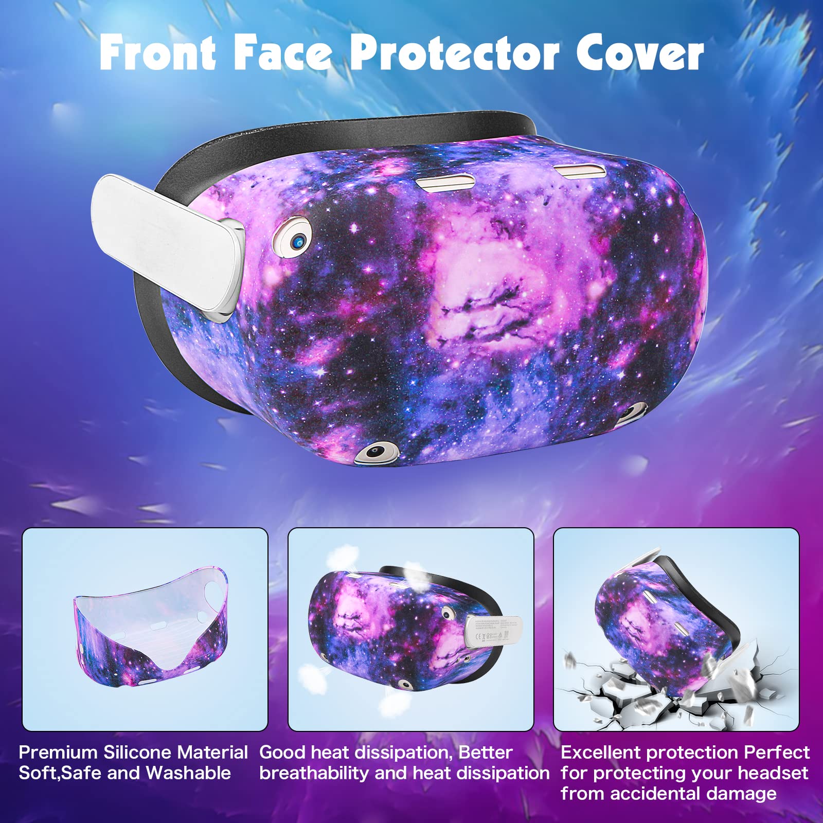 Relohas Accessories For Oculus Quest 2, Vr Accessory Set For Meta Quest 2, Include Controller Grip Leather Cover, Vr Shell Cover