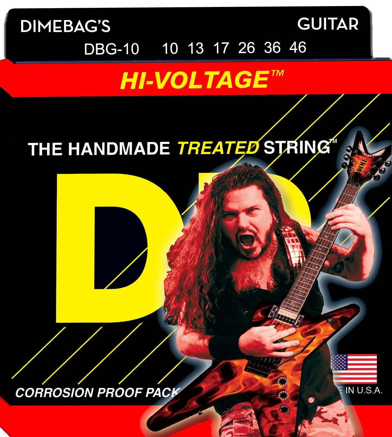 Dr Strings Electric Guitar Strings, Dimebag Darrell Signature, Treated Nickel Plated, 10 46