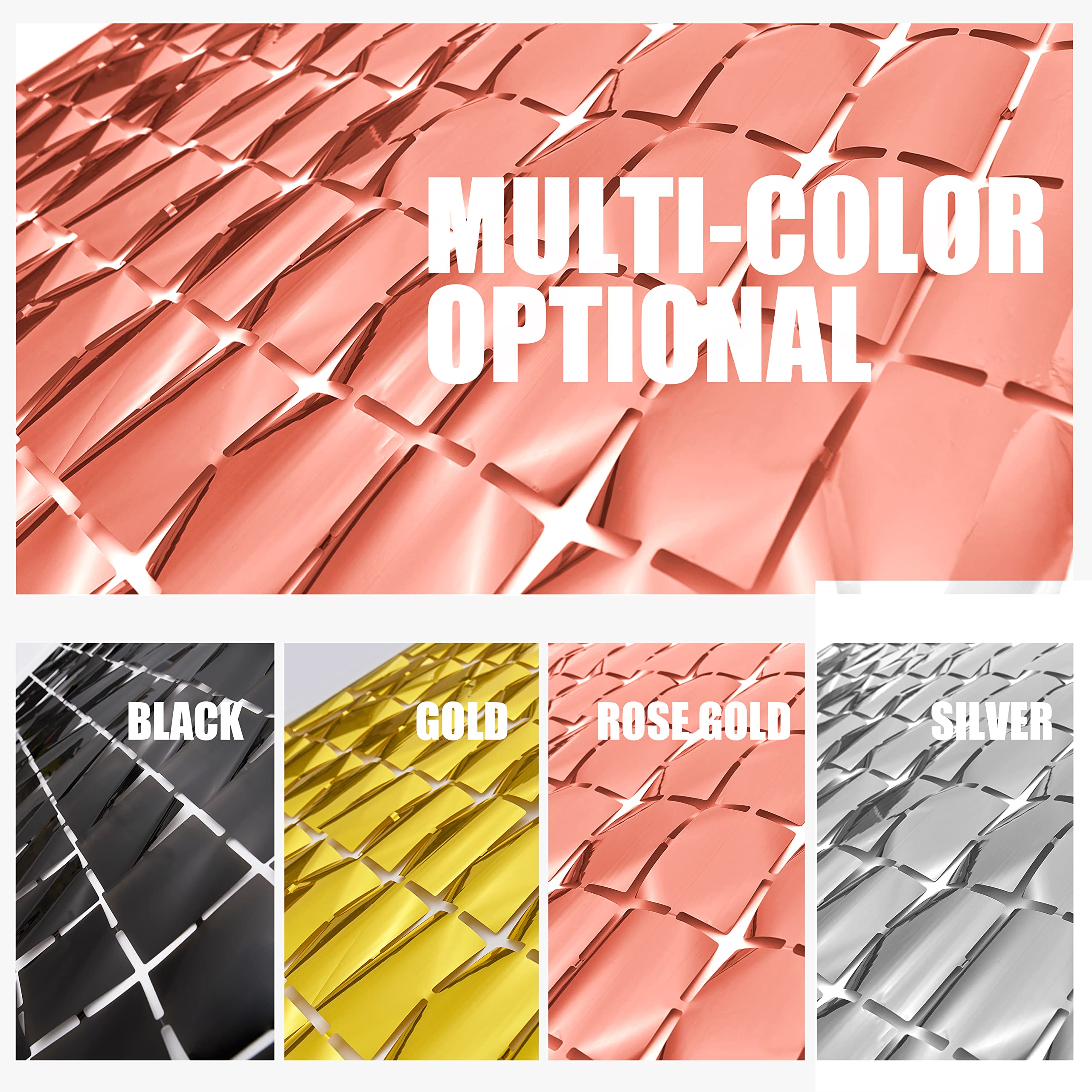 Rose Gold Shimmer Wall Backdrop, Square Backdrop Curtain,2Pcs 3.3X6.6 Feet Rose Gold Streamer Backdrop For Party Decorations