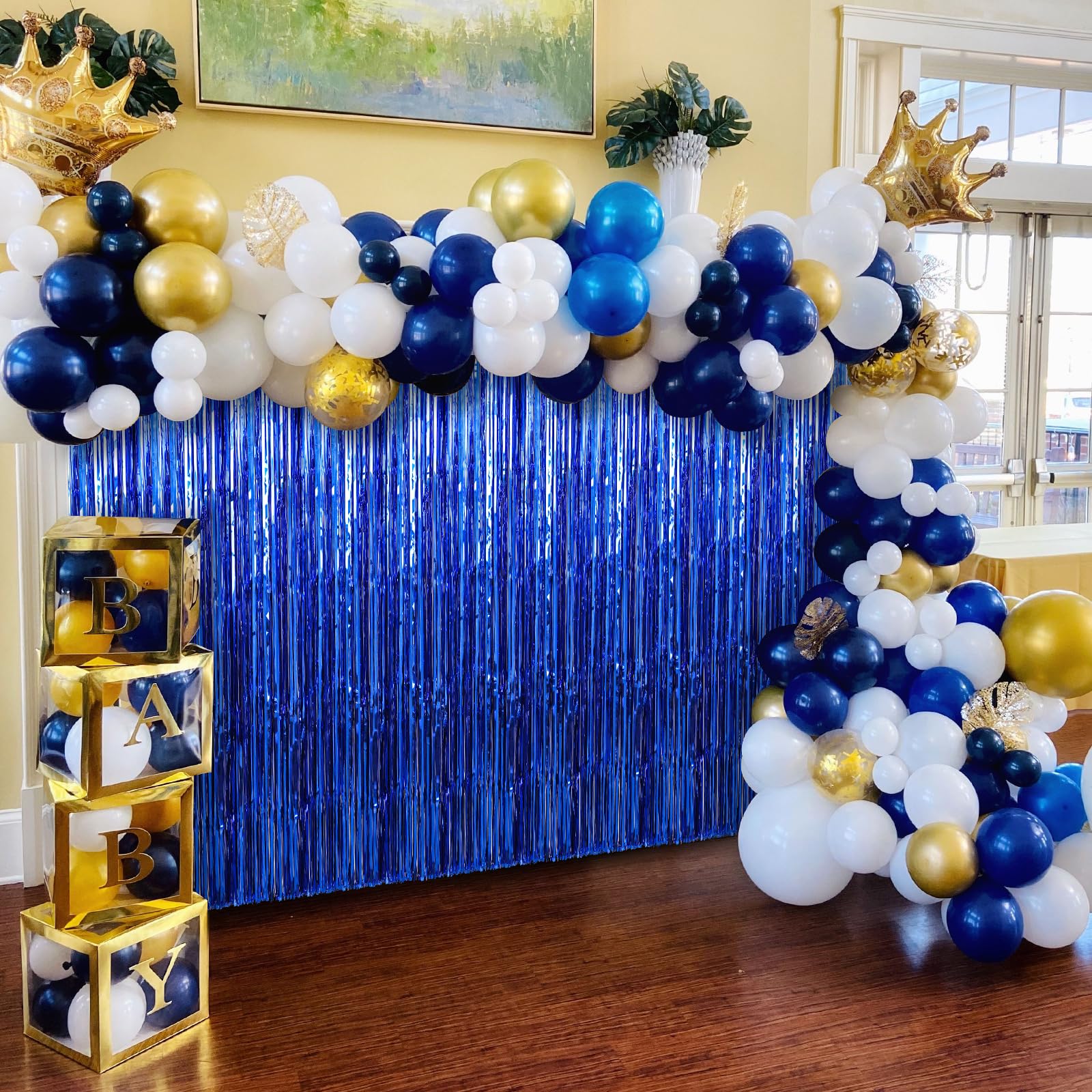 2 Pack Blue Foil Fringe Curtains Streamers Party Decorations 3.3 X 8.2 Ft, Blue Tinsel Curtain Fringe Backdrop For Parties, Door