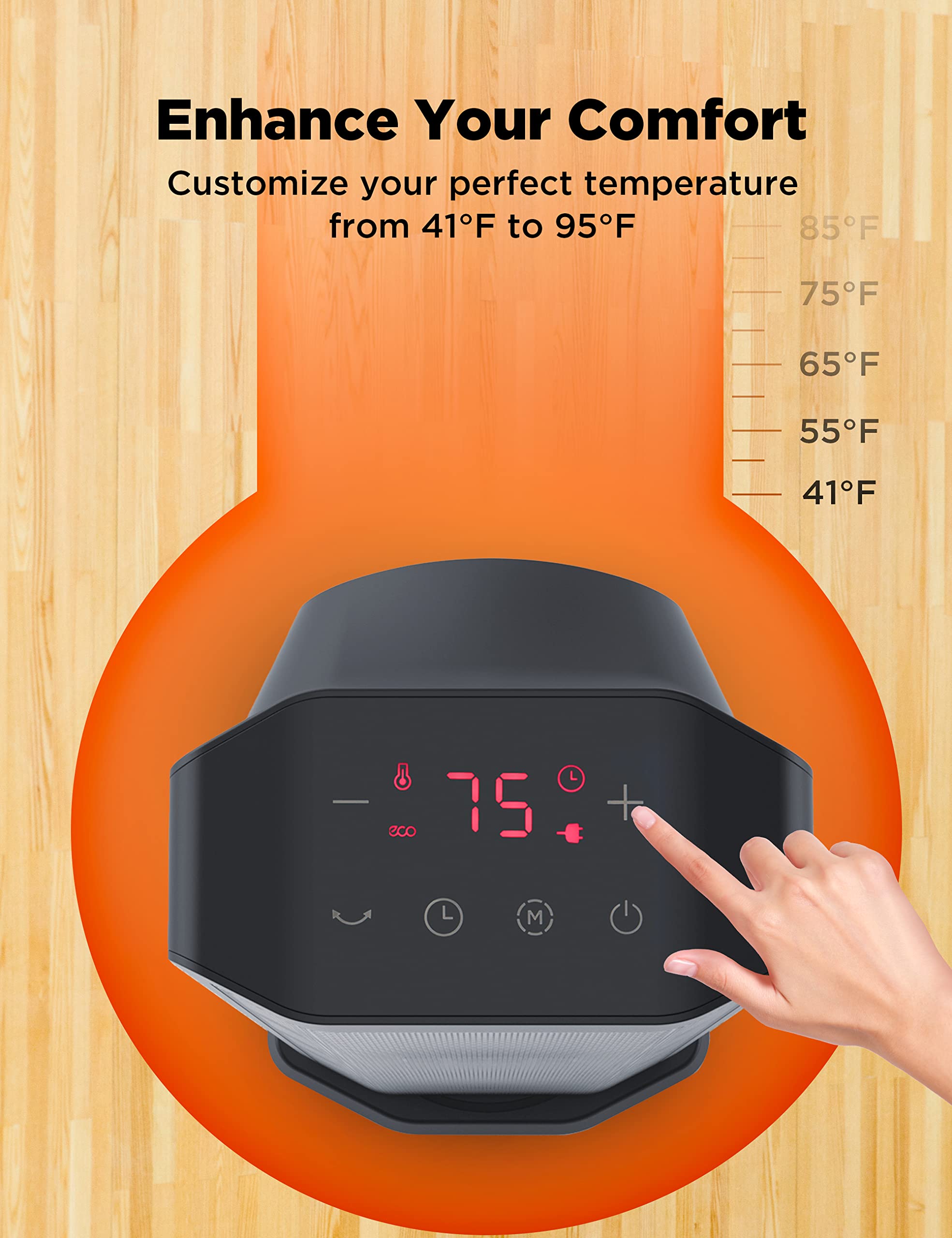 Pelonis 1500W Tower Space Heater For Indoor Use In With Oscillation, Remote Control, Programmable Thermostat, Timer, Touch Scree