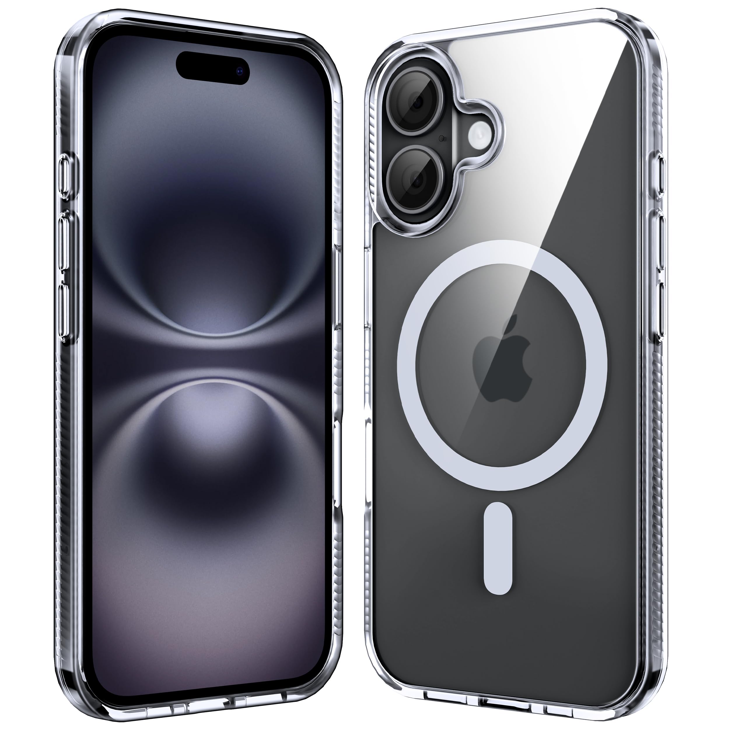 Supdeal Magnetic Clear Case for iPhone 16, [Compatible with MagSafe] [Non Slip Bumper & Not Yellowing] Military Grade Shockproof