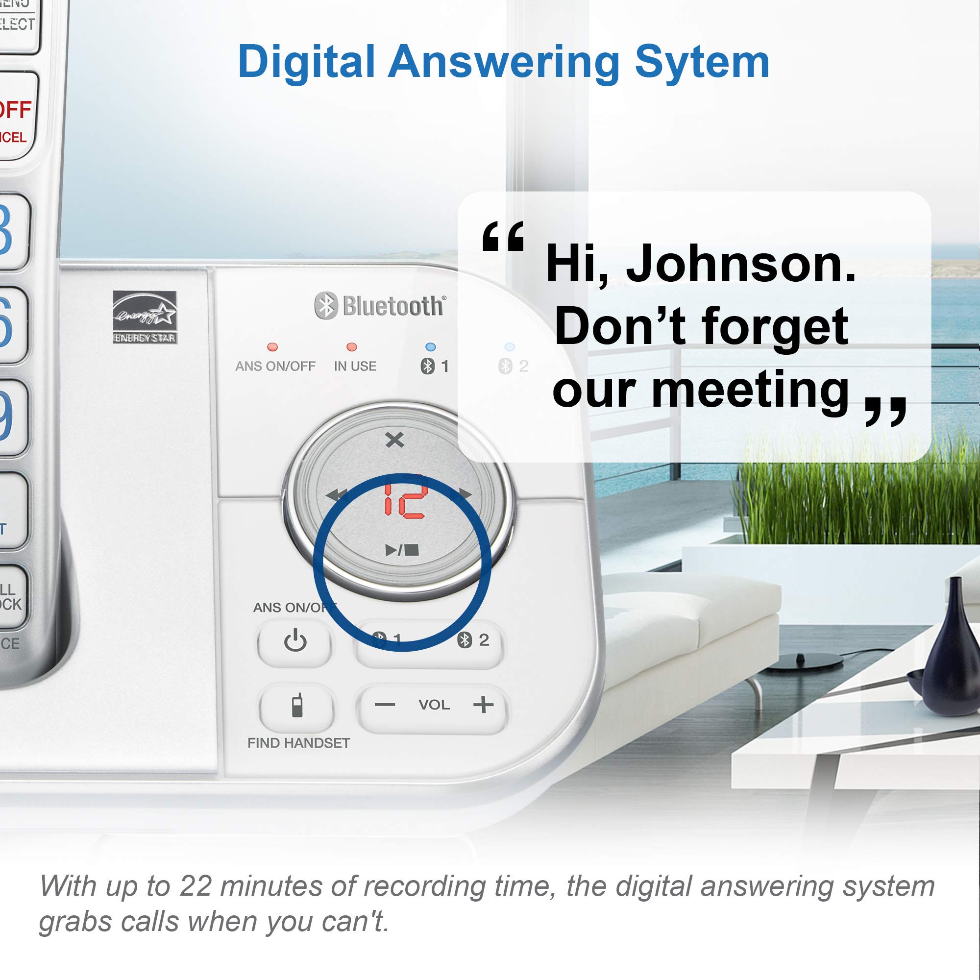 Vtech Vs112-37 Dect 6.0 Bluetooth 3 Handset Cordless Phone For Home With Answering Machine, Call Blocking, Caller Id, Intercom A