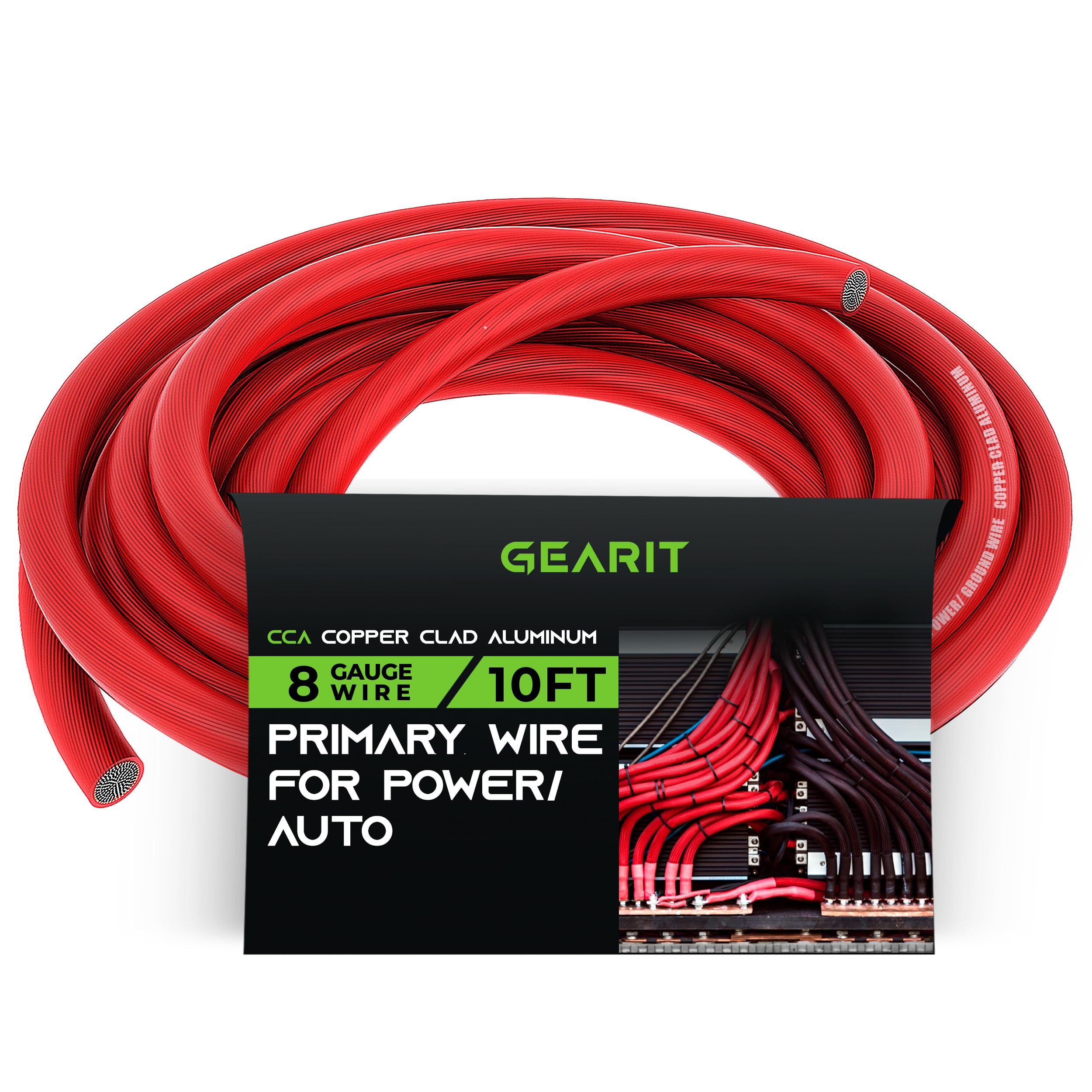 Gearit 8 Gauge Wire (10Ft   Red Translucent) Copper Clad Aluminum Cca   Primary Automotive Wire Power/Ground, Battery Cable, Car