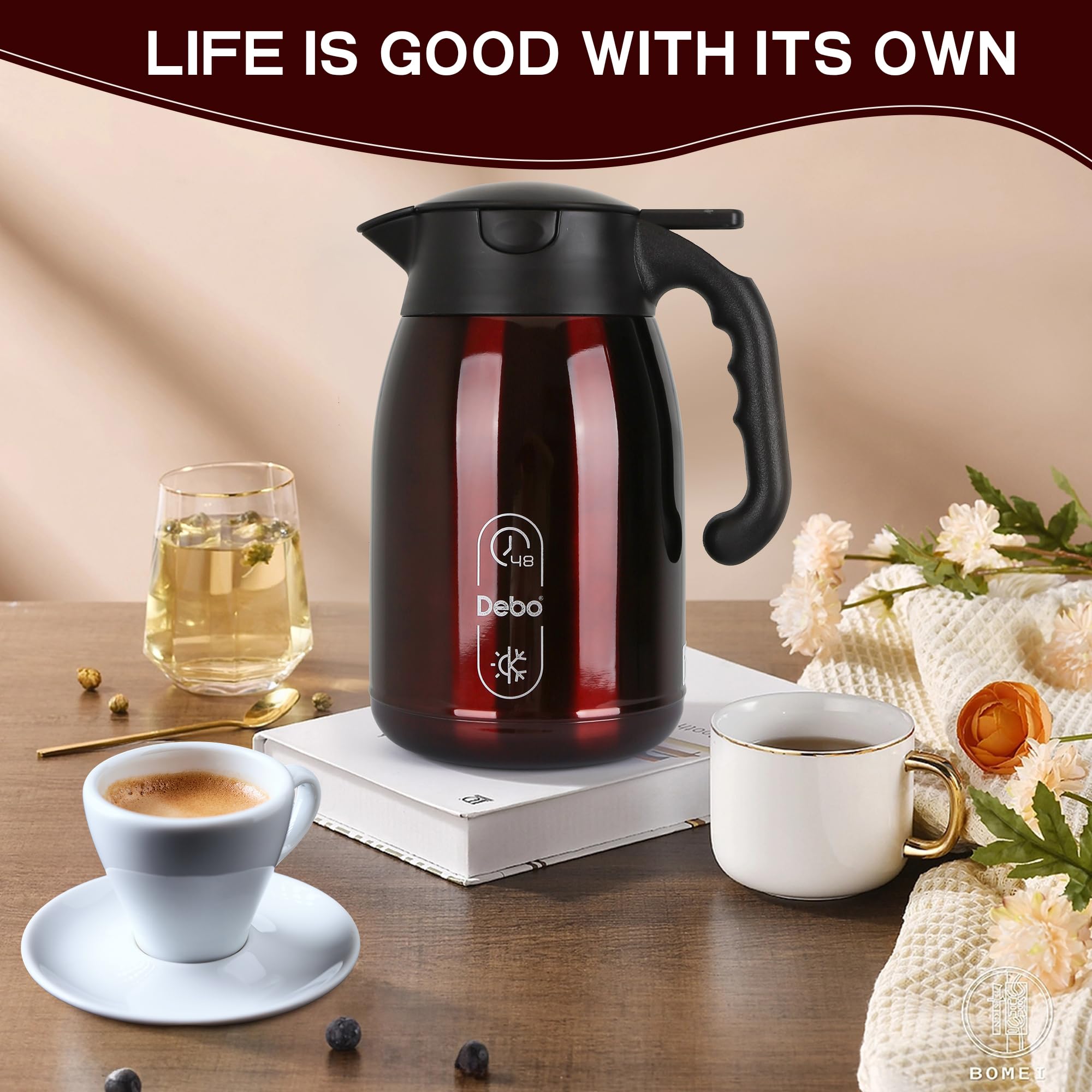 Thermal Coffee Carafe 56Oz Vacuum Coffee Carafe For Keeping Hot Liquids,Coffee Carafe,Thermal Stainless Steel, Coffee Carafes Pr