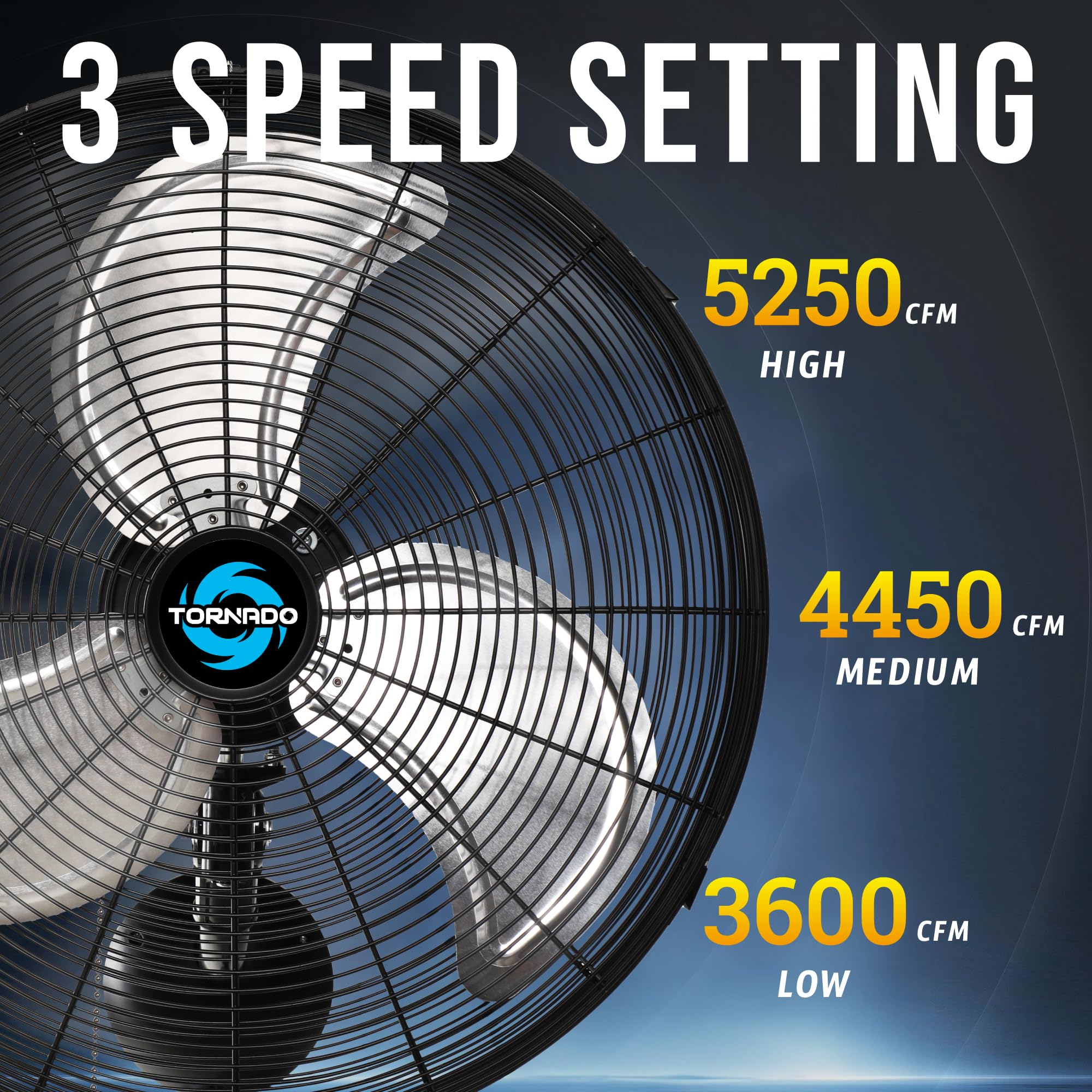 Tornado 20 Inch Professional High-Velocity Oscillating Wall Fan - Ideal For Industrial, Commercial, And Residential Use - 3-Spee