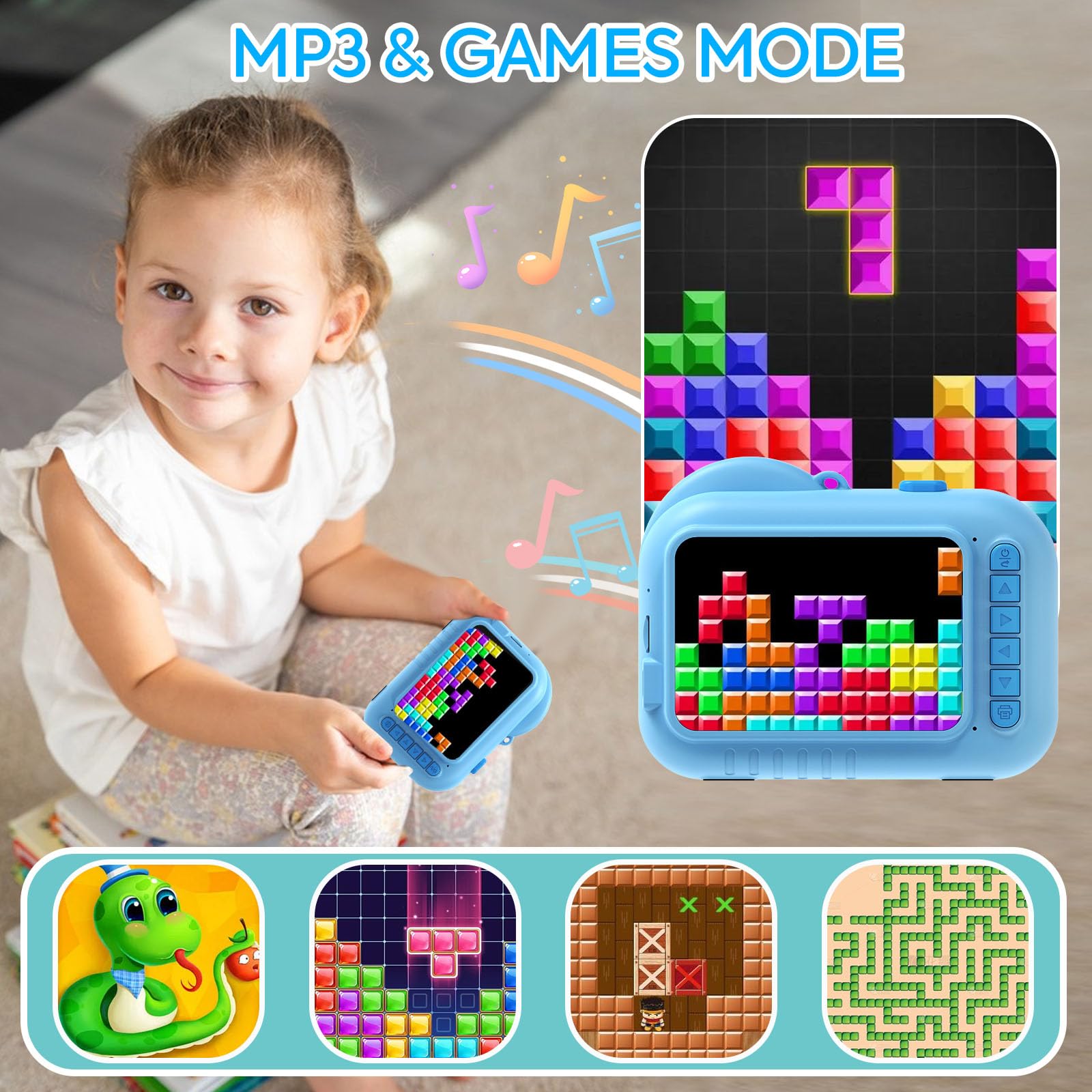 Kids Camera Instant Print 3.5 Inch, Instant Print Camera For Kids Print Photos, Toddler Kids Instant Print Digital Camera, 4 5 6