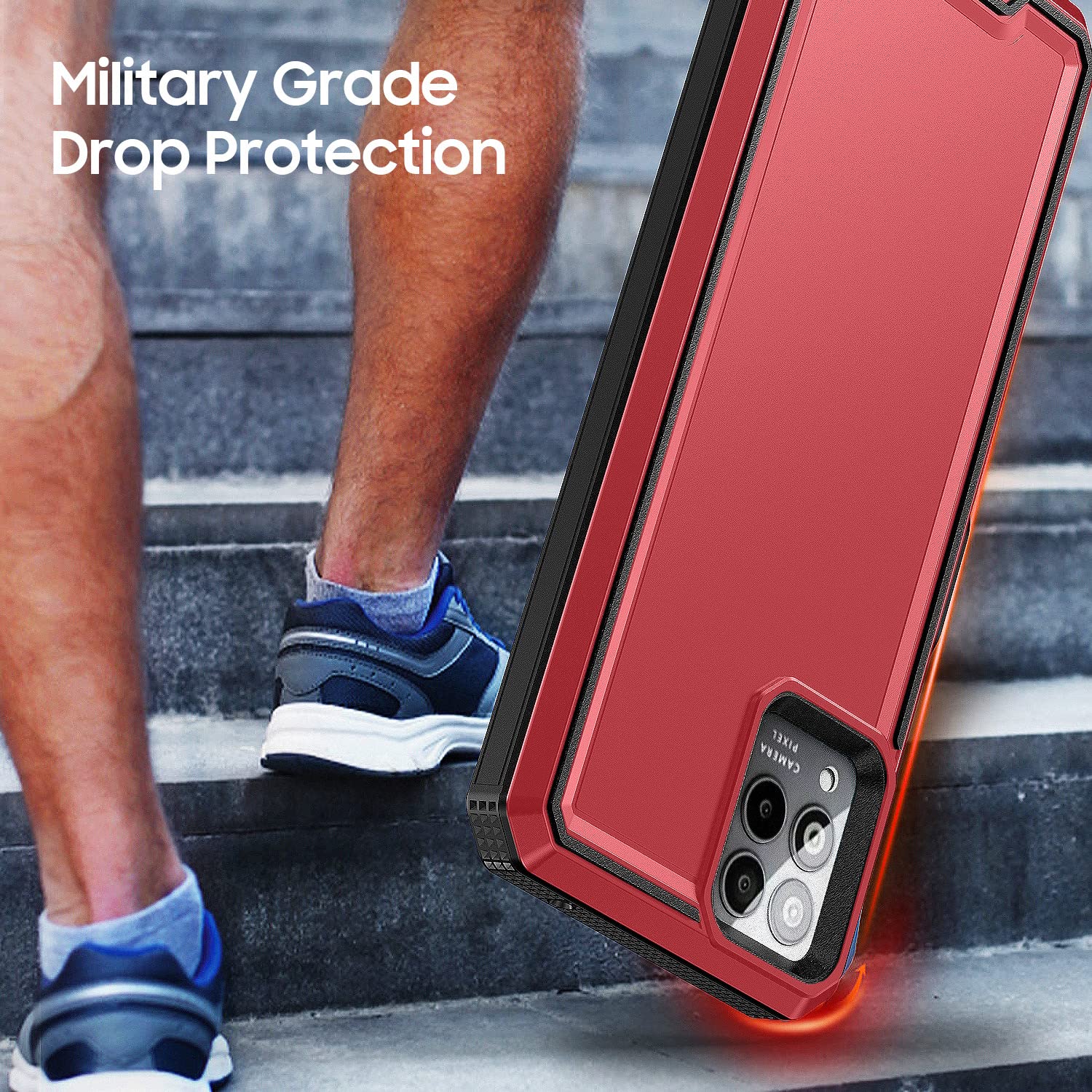 LEKEVO REVVL 6 Pro 5G Phone Case Dual Layer Shockproof Red with Screen Protector