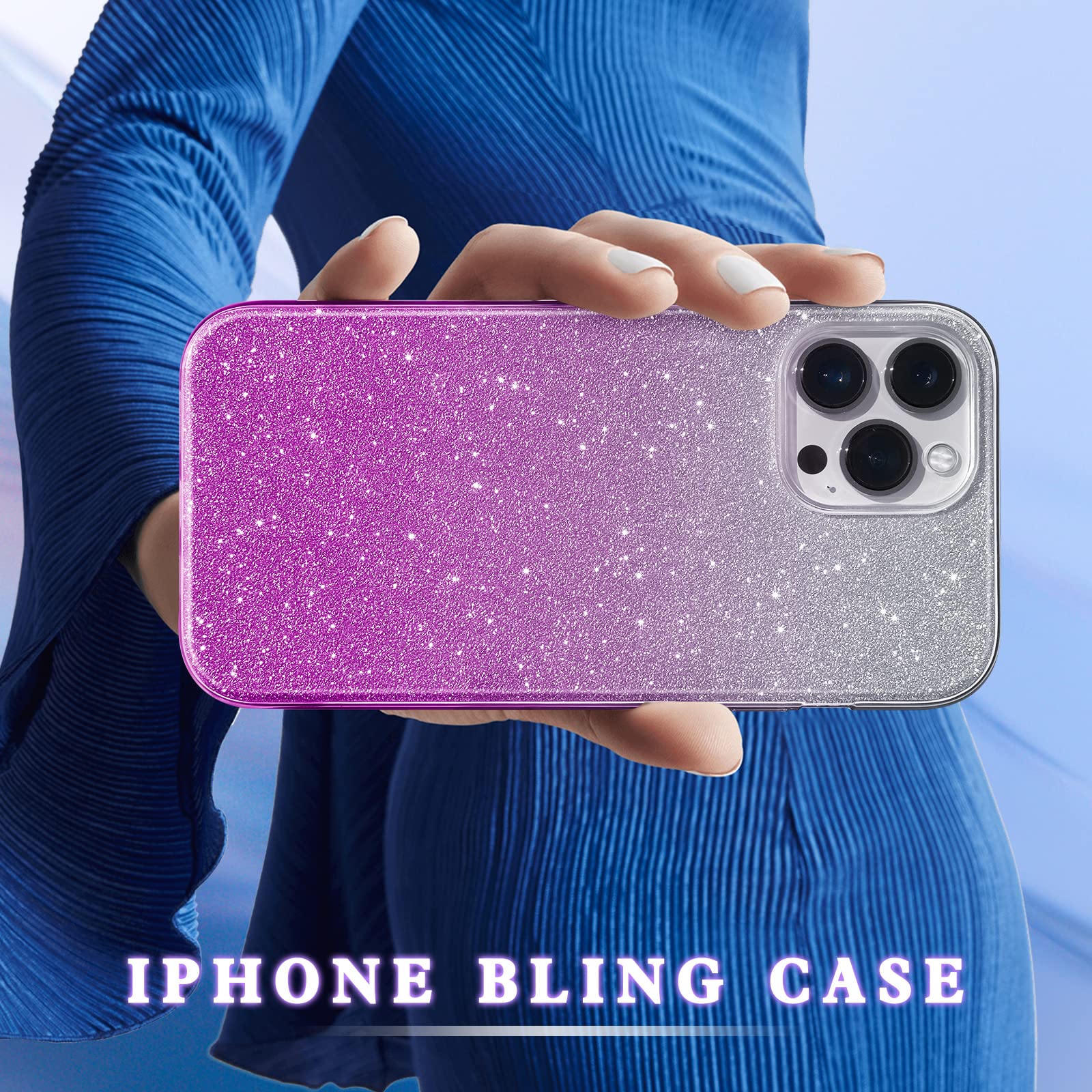 MATEPROX iPhone 13 Pro Bling Sparkle Phone Case TPU PC Gradient Purple 6.1"