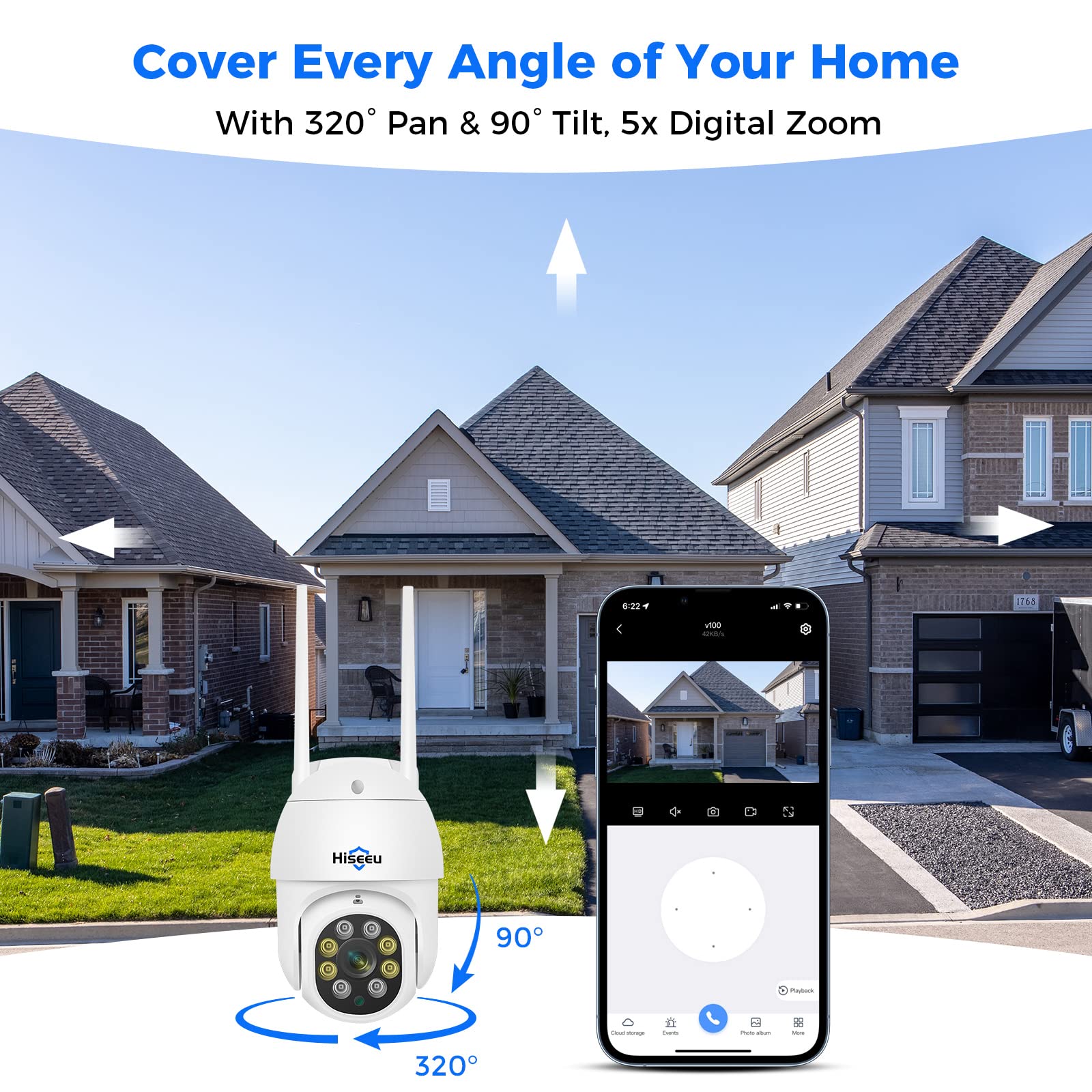 Hiseeu ?Ptz Camera Wireless System? 3Mp Security Camera System Two Way Audio, Auto Tracking, Full Color Night Vision, Ip66 Waterproof, Expandable 10Ch Nvr, 24/7 Record With 1Tb Hard Drive