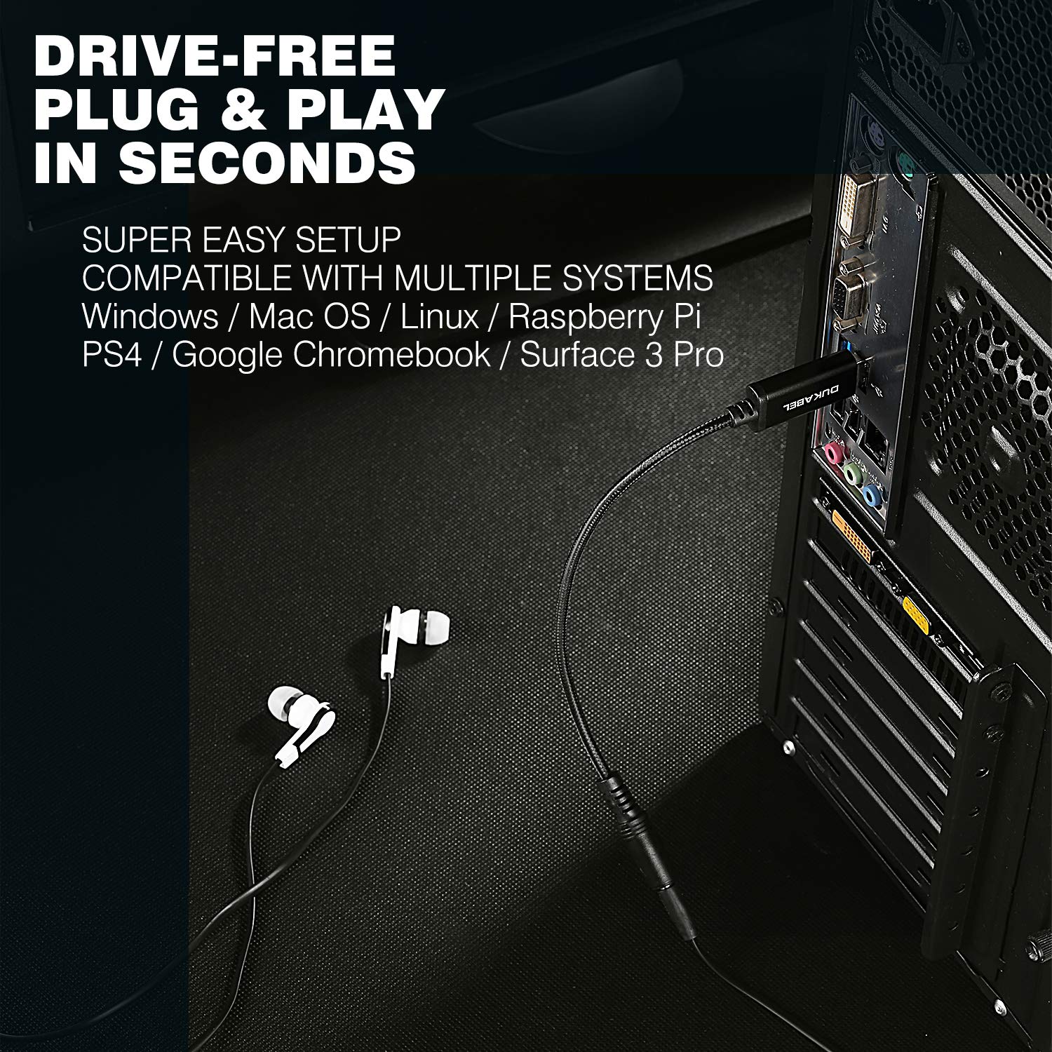 Dukabel Usb To 3.5Mm Jack Audio Adapter, Usb To Aux Cable With Trrs 4 Pole Mic Supported Usb To Headphone Aux Adapter Built In C