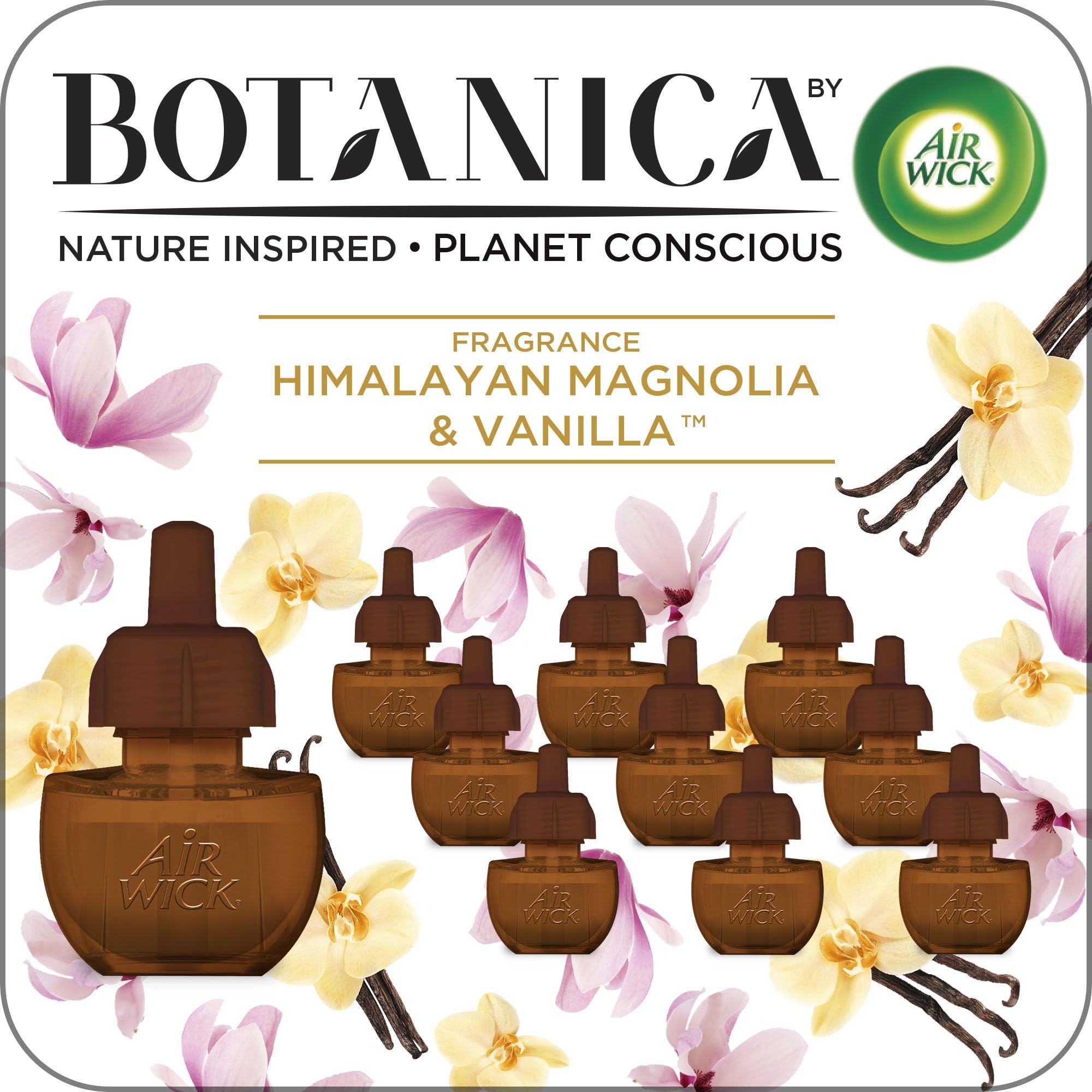 Botanica By Air Wick Plug In Scented Oil, 10 Refills, Himalayan Magnolia And Vanilla, Air Freshener, Eco Friendly, Essential Oil