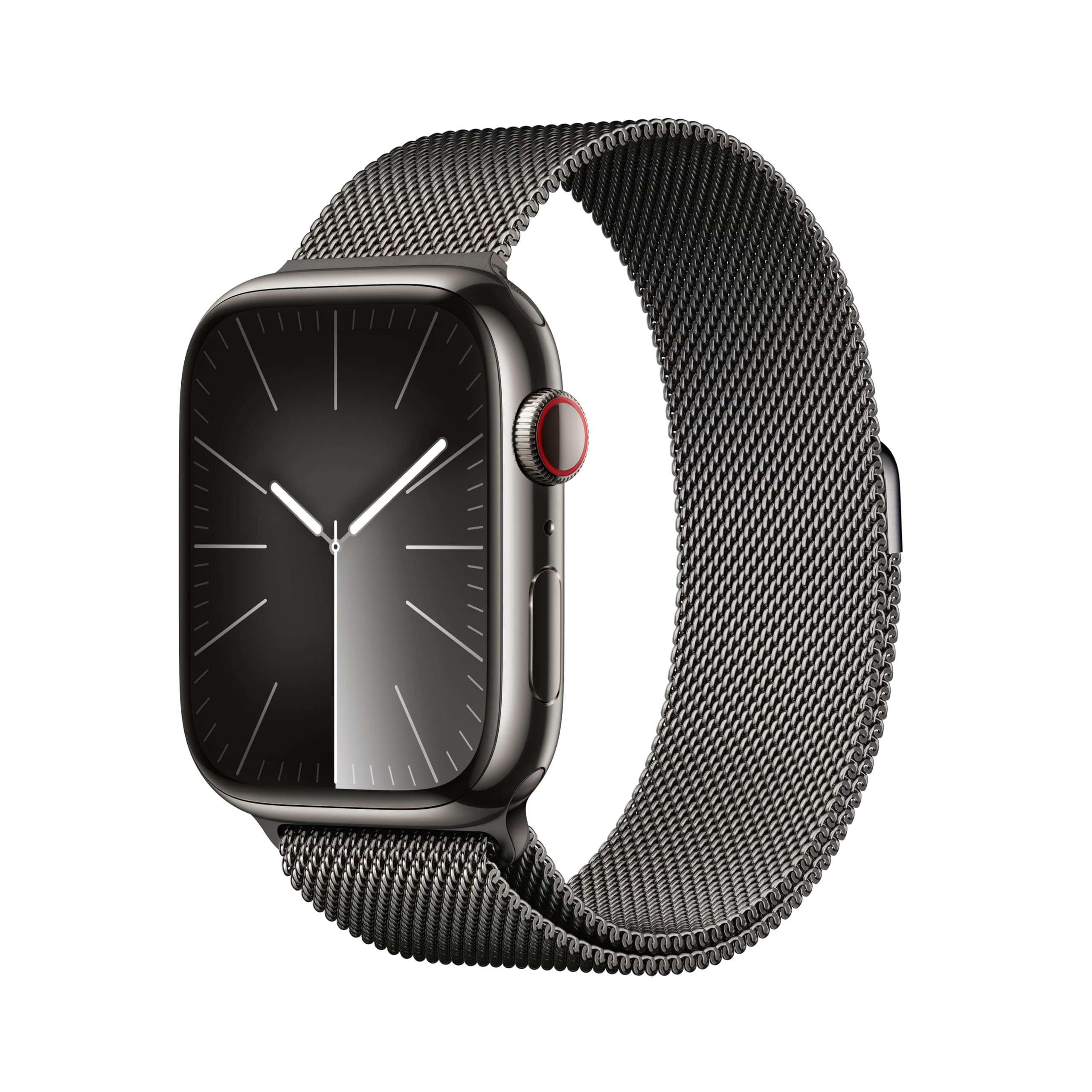 Apple Watch Series 9 [GPS + Cellular 45mm] Smartwatch with Graphite Stainless Steel Case with Graphite Milanese Loop. Fitness Tracker, ECG Apps, Always On Retina Display