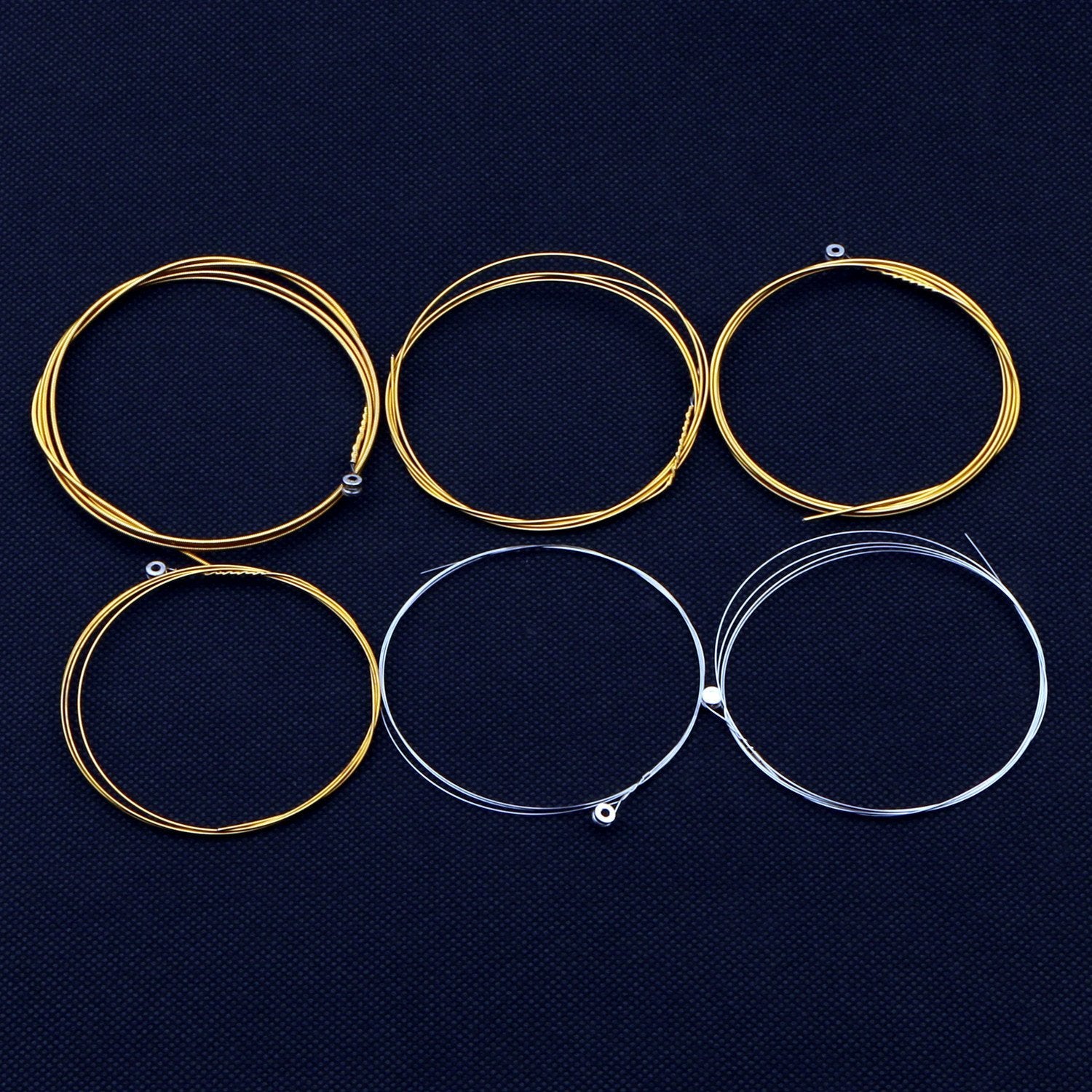 Acoustic Guitar Strings Nickel Alloy Strings Set, 6 Guitar Stings, E 010, B 013, G 023, D 030, A 036, E 046, Clear And Gold