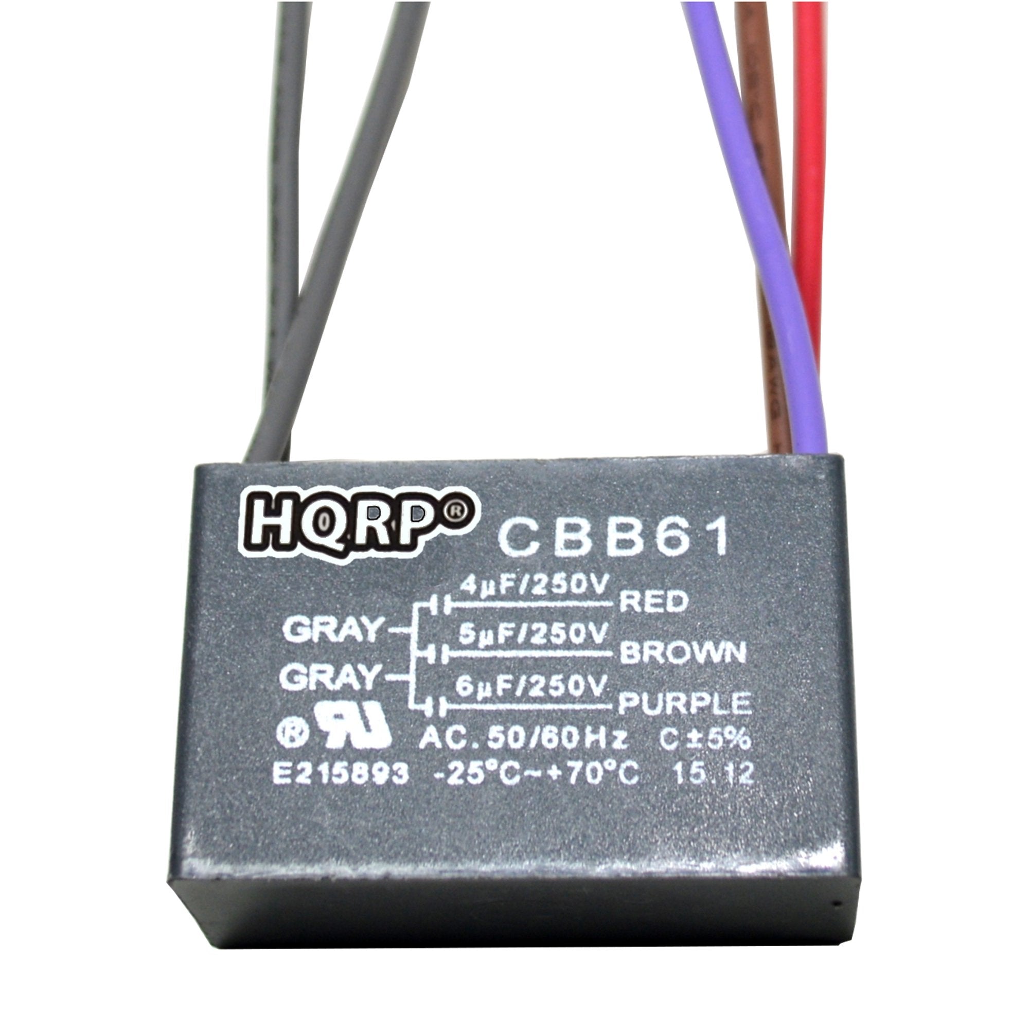 Hqrp Kit Ceiling Fan Capacitor Cbb61 4Uf+5Uf+6Uf 5 Wire Ul Listed And 3 Speed Fan Switch