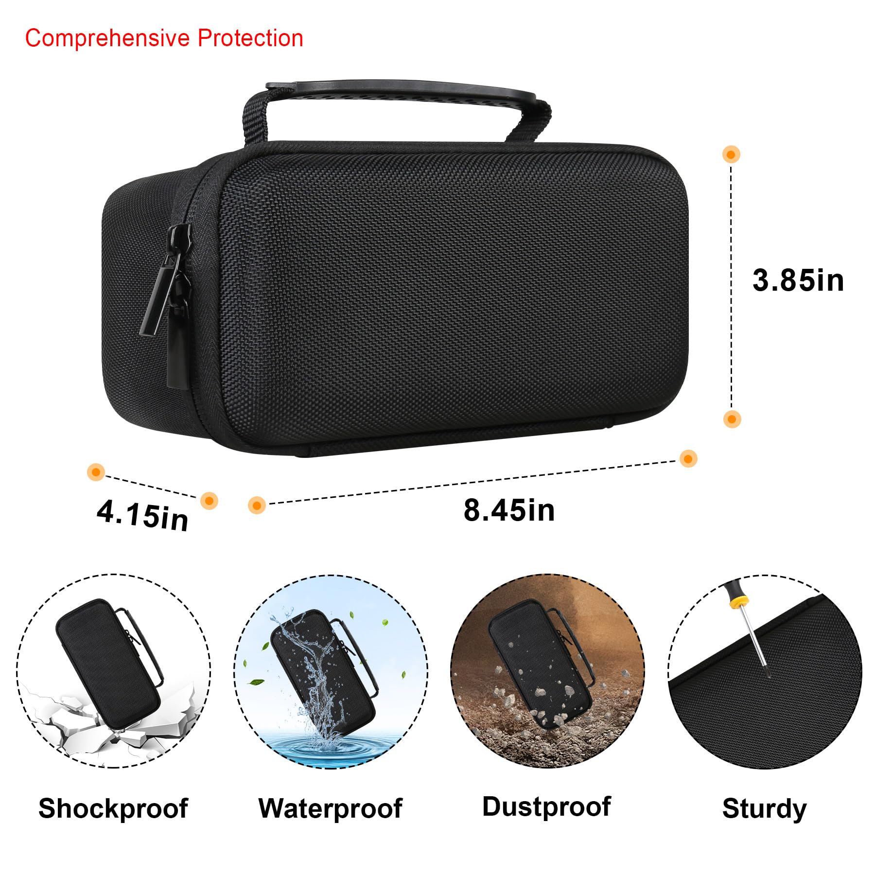 Elonbo Carrying Case For Bushnell Wingman View Gps Golf Speaker, Golf Bluetooth Speaker Travel Bag Storage Holder, Extra Mesh Pocket Fits Usb Charging Cable Remote. Black