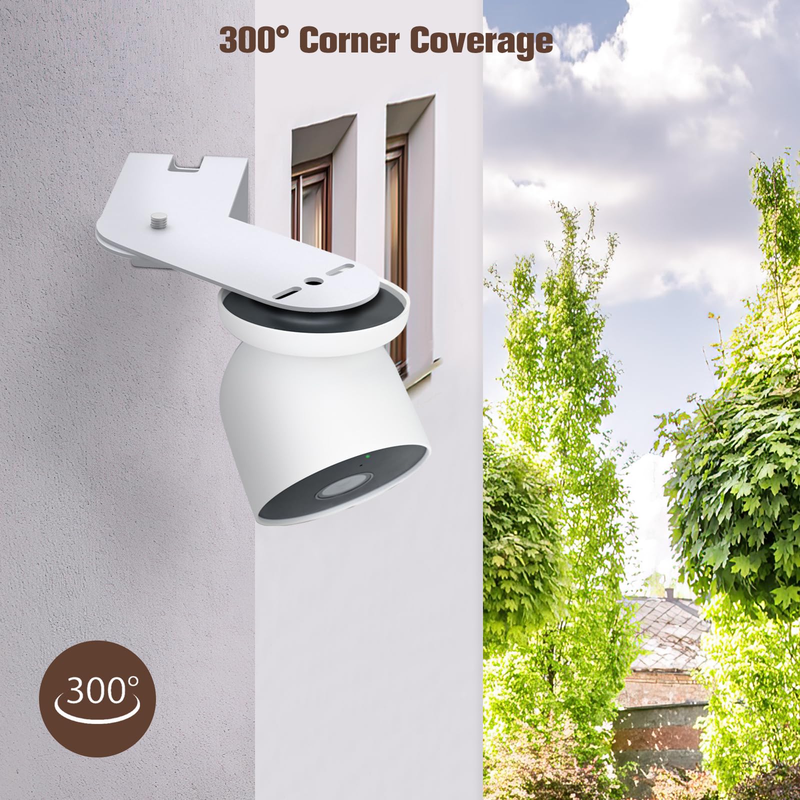 CaGuan 2-Pack Metal Corner Wall Mount for Google Nest Cam Outdoor Indoor Battery Wired 2nd Gen 300° Adjustable White